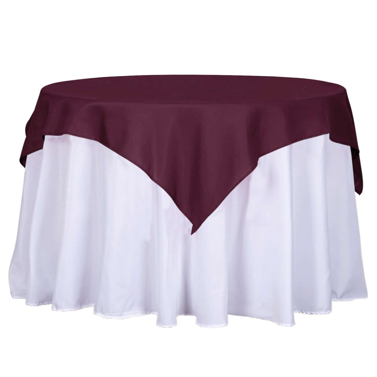 Wrinkle-Resistant & Durable Burgundy 54x54 Polyester Square Table Overlay