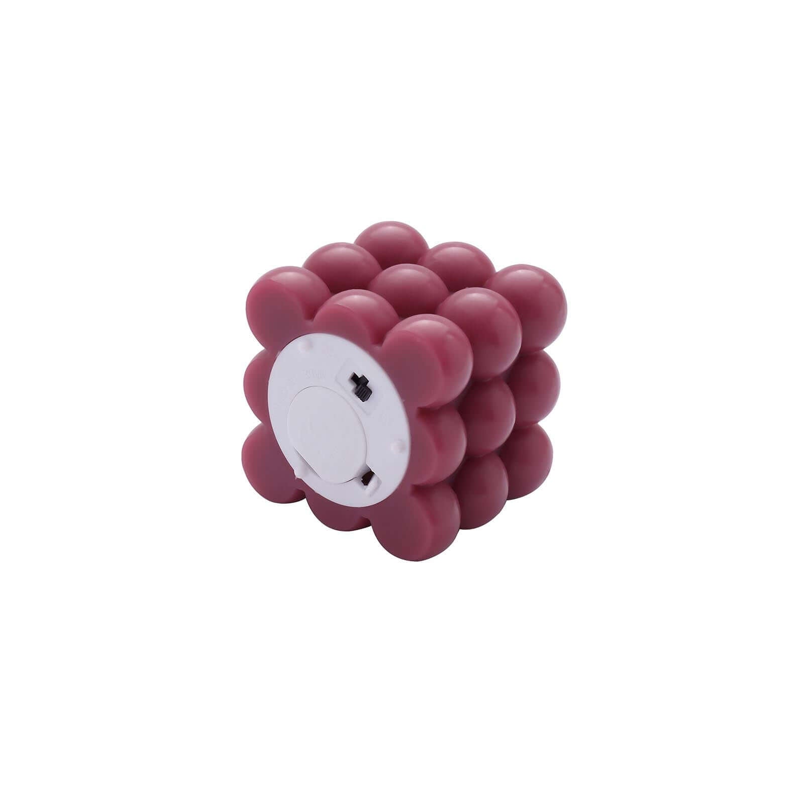 2-Pack Battery-Operated Burgundy LED Flameless Cube Candles with Flickering Warm White Light