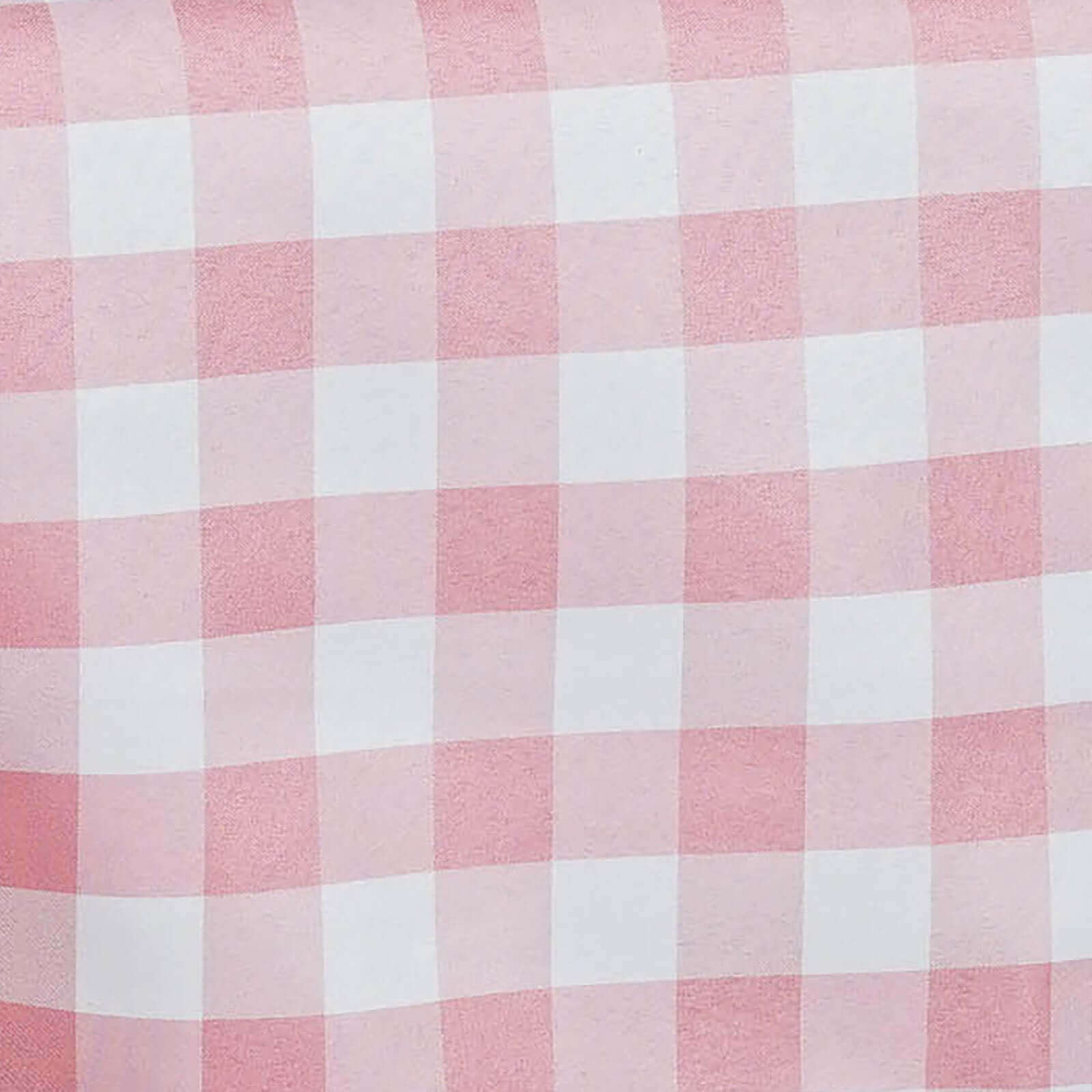 Hot! White/Rose Quartz Polyester 54x54 Checkered Buffalo Plaid Square Table Overlay for Casual Tables