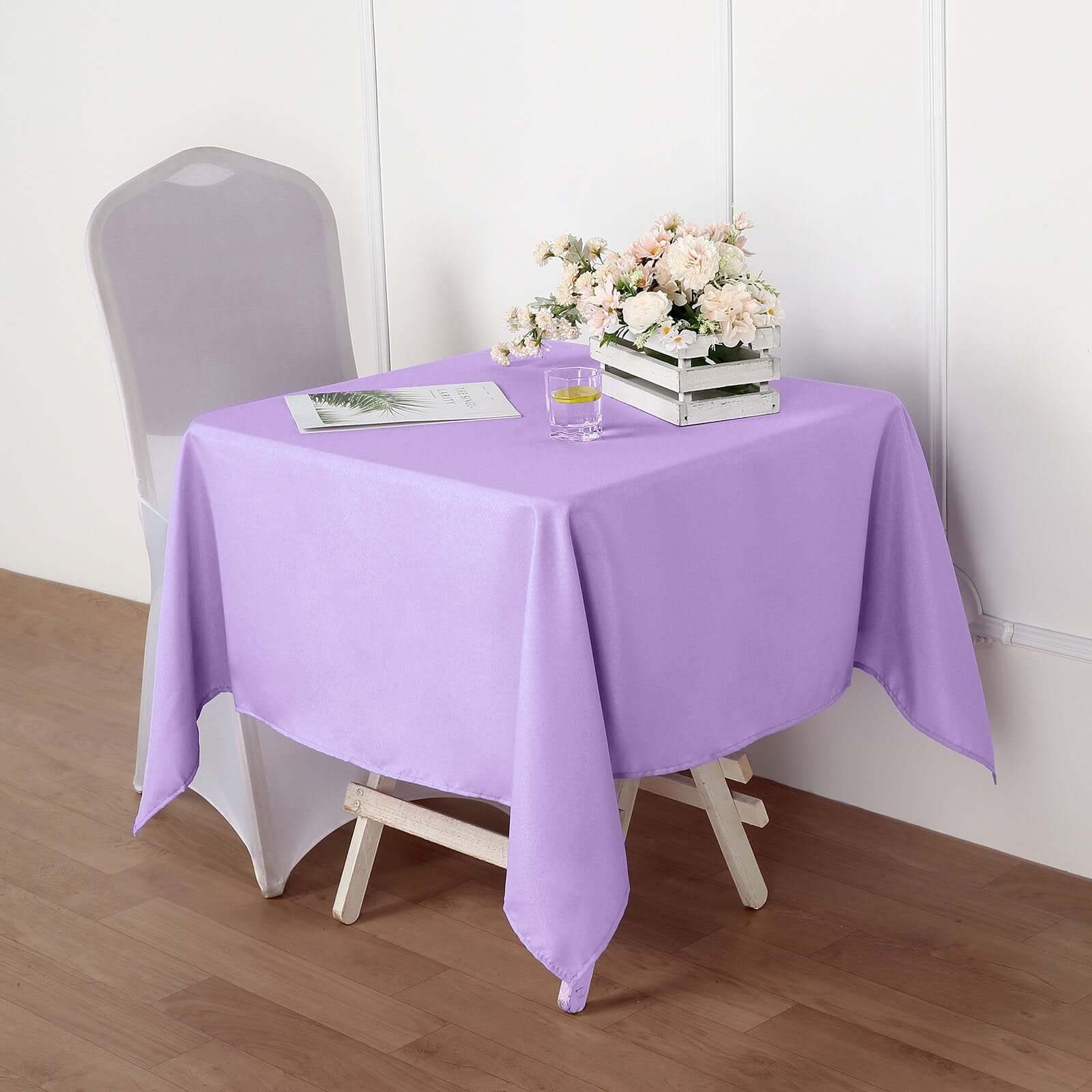 Wrinkle-Resistant & Durable 54x54 Polyester Square Tablecloth in Lavender Lilac