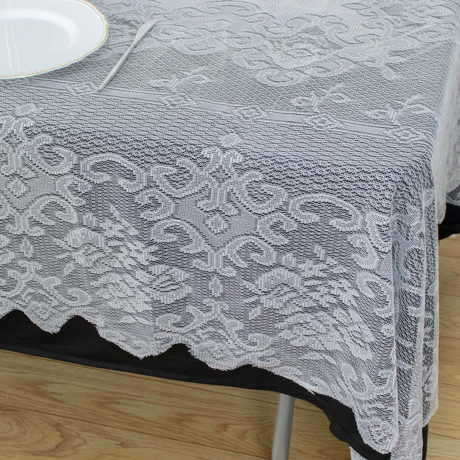 Premium White 60x108 Rectangular Lace Tablecloth for Various Table Settings
