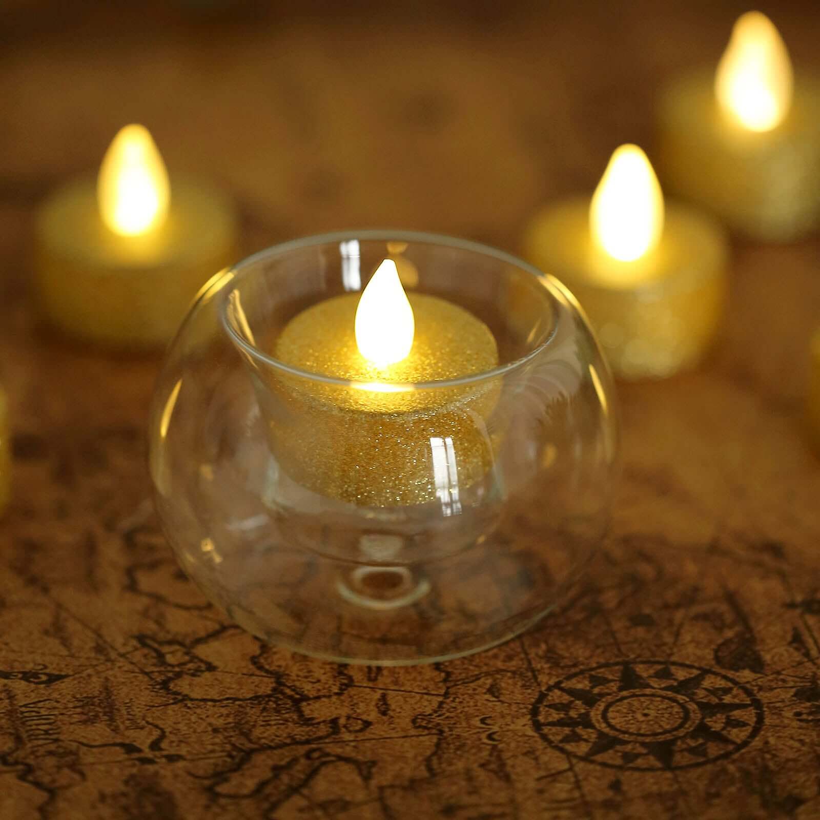 6-Piece Crystal Clear Glass Globe Votive Candle Holders for Events