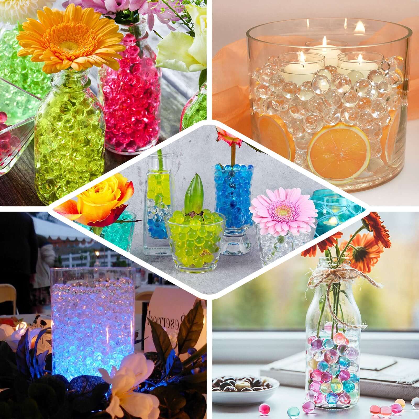 10g Clear Large Nontoxic Water Gel Beads - Ideal Vase Filler for Floating Candles & Floral Displays