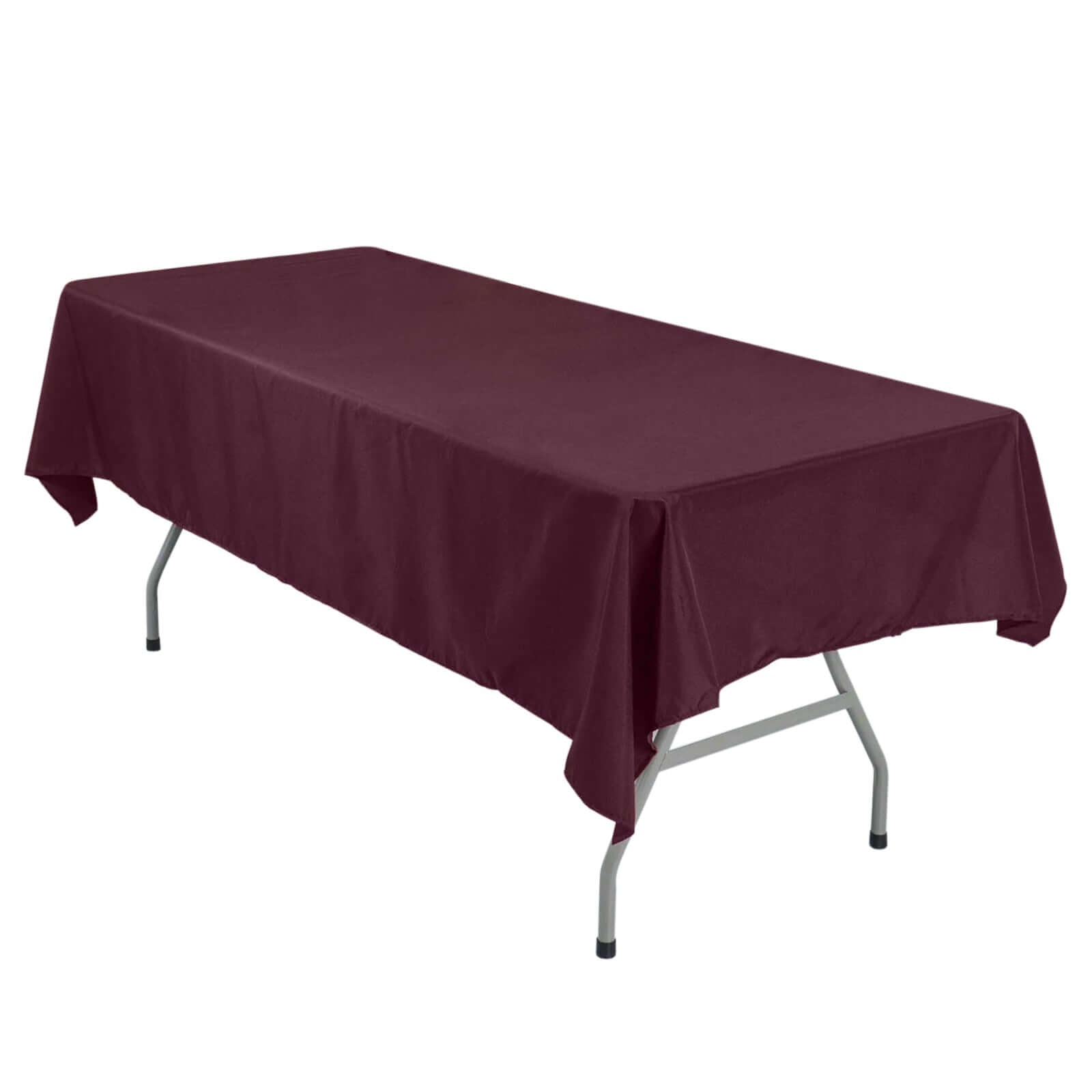 Exclusive Burgundy 54x96 Polyester Wrinkle-Resistant Tablecloth - Easy Care