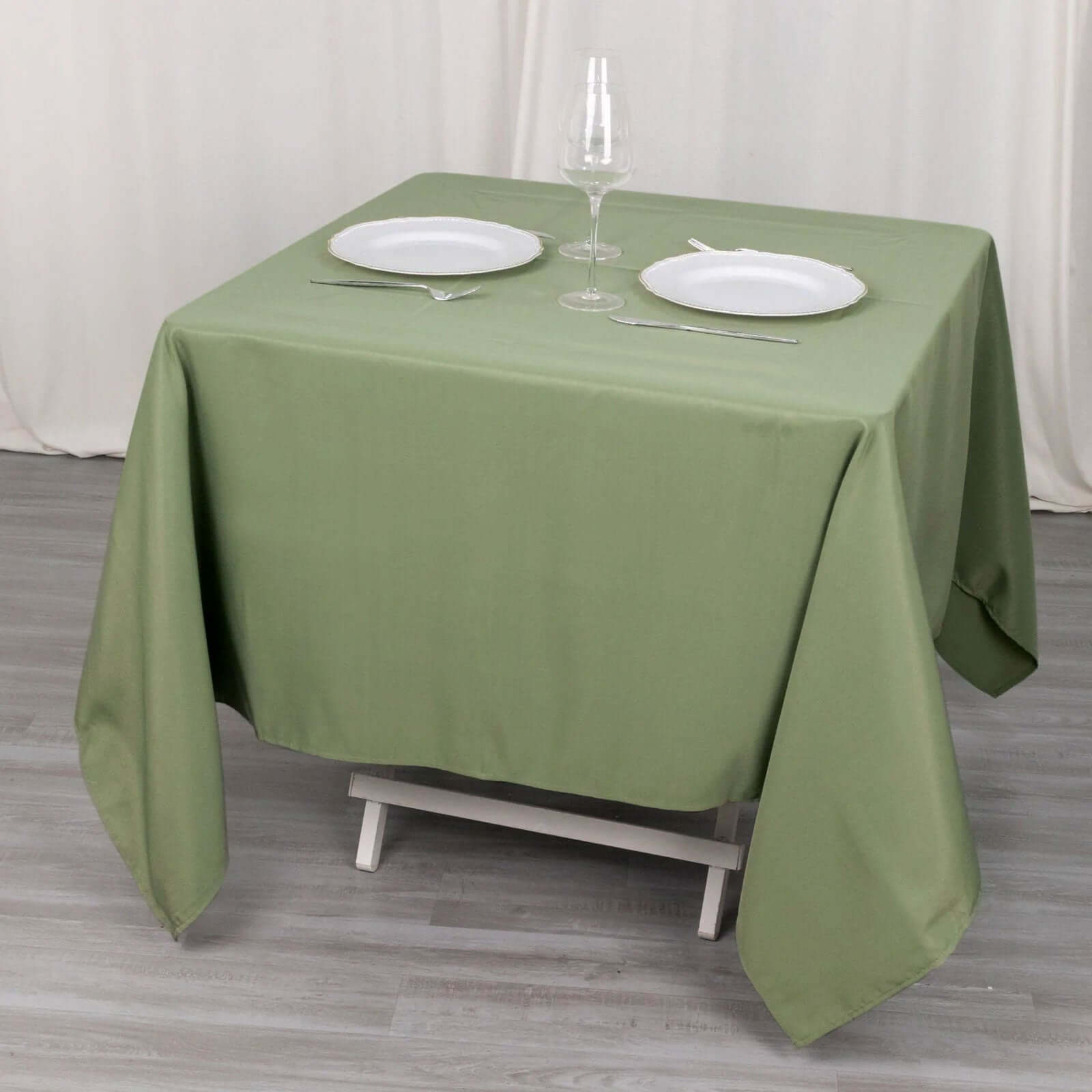 220GSM Wrinkle-Resistant Premium Polyester 70x70 Dusty Sage Green Square Tablecloth