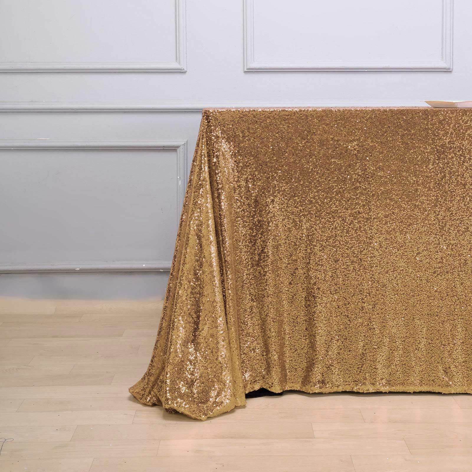 Hot! Gold Sequin Rectangle Tablecloth 90x156 for Elegant Celebrations