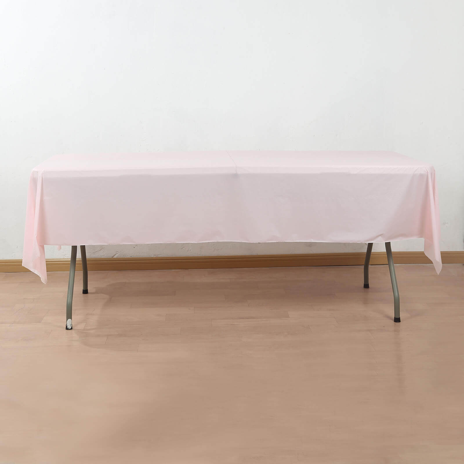 Customizable Blush Plastic Table Cover Roll with Slide Cutter - 54x300ft, High-Quality Disposable