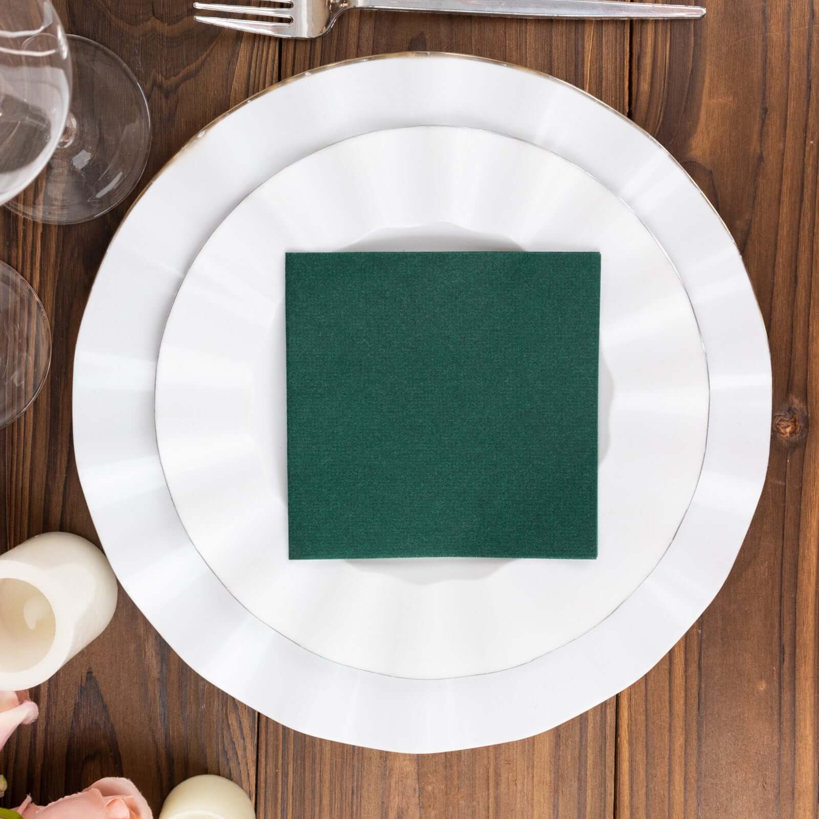 20-Pack Hunter Emerald Green Airlaid Cocktail Napkins - Soft, Absorbent & Linen-Like