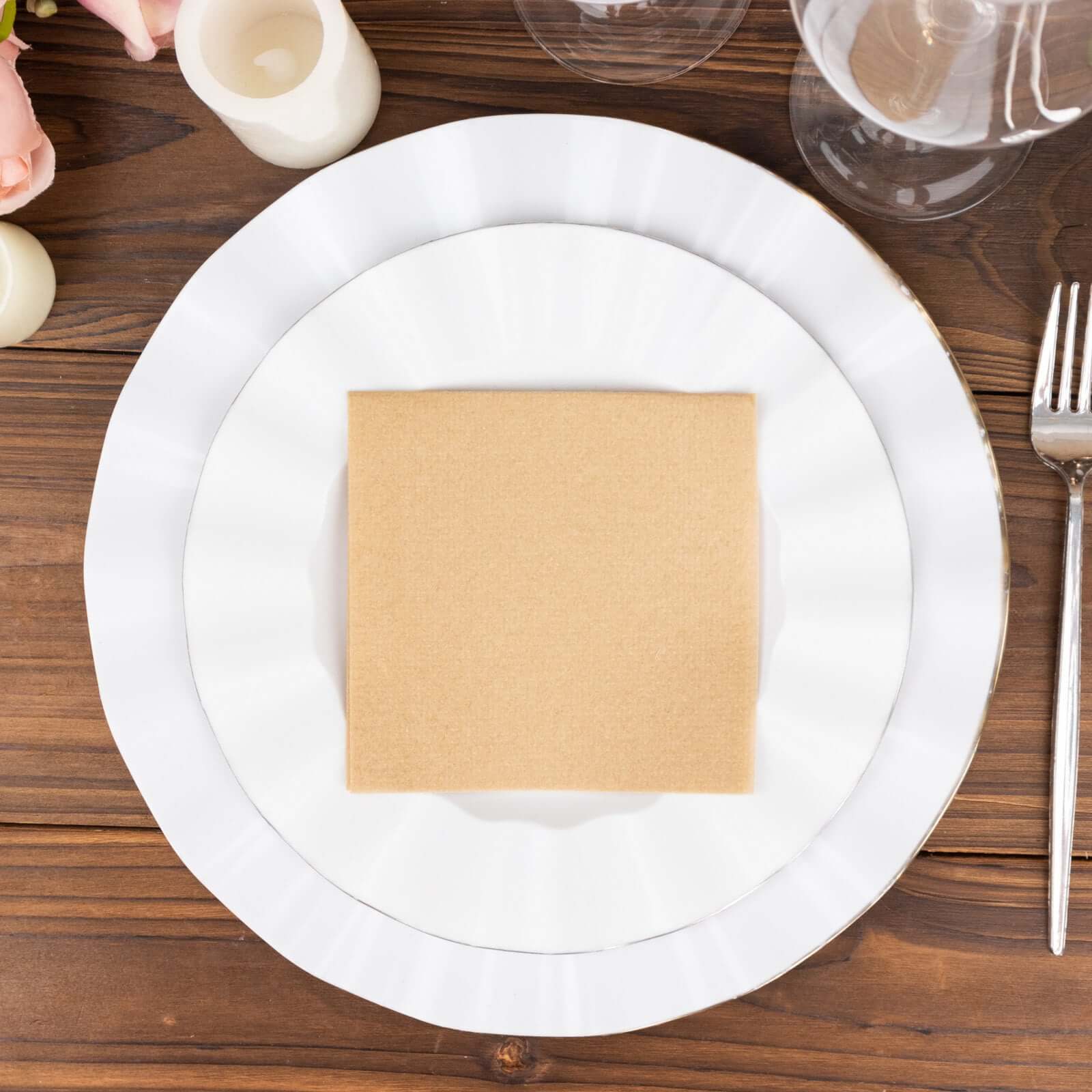 20-Piece Set of 5x5 Natural Linen-Look Highly Absorbent Airlaid Napkins
