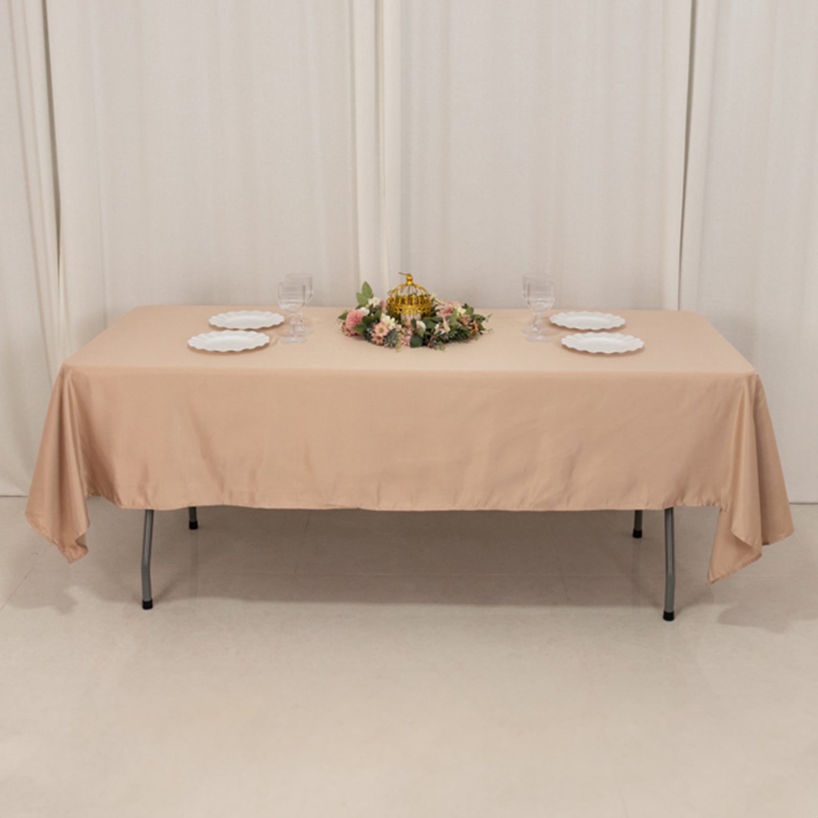 Nude Lamour Satin Rectangle Tablecloth (60x102) - Durable & Silky Soft