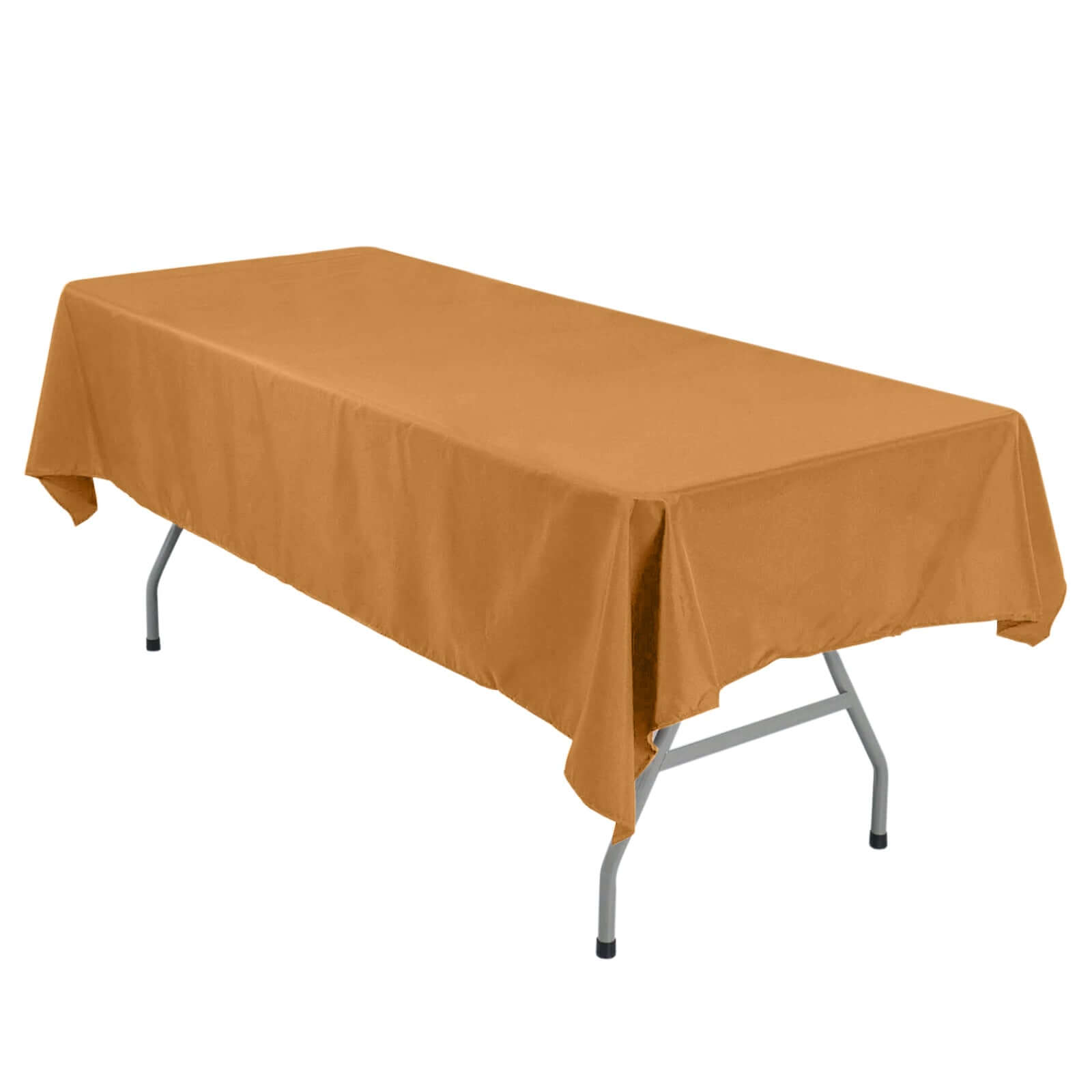 Wrinkle-Resistant Gold Polyester Rectangle Tablecloth 54x96 for Weddings and Events - Easy Care!