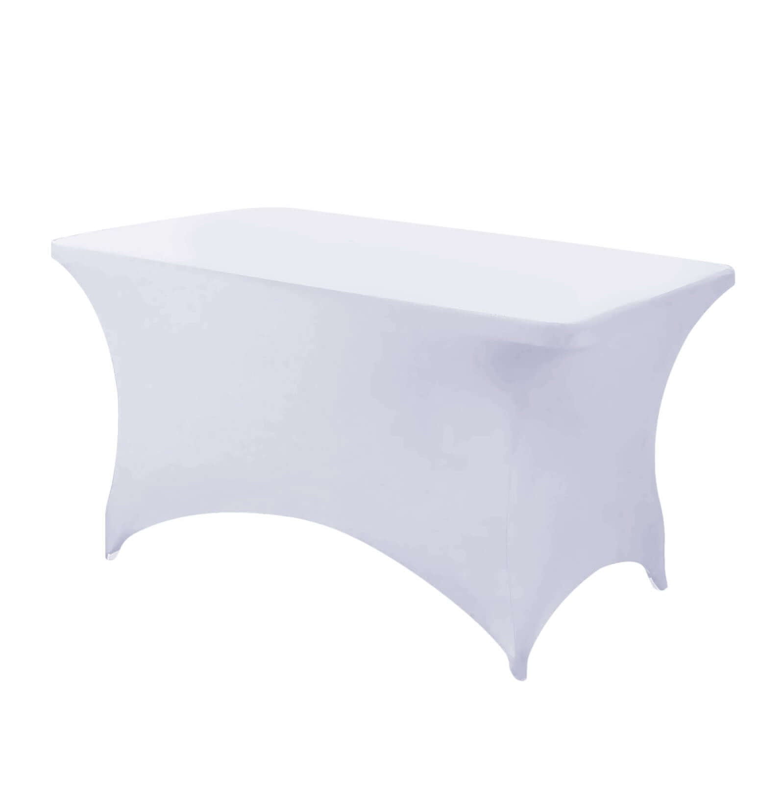 Premium White Stretch Spandex 48x30 Rectangle Tablecloth - Ideal for Events & Presentations