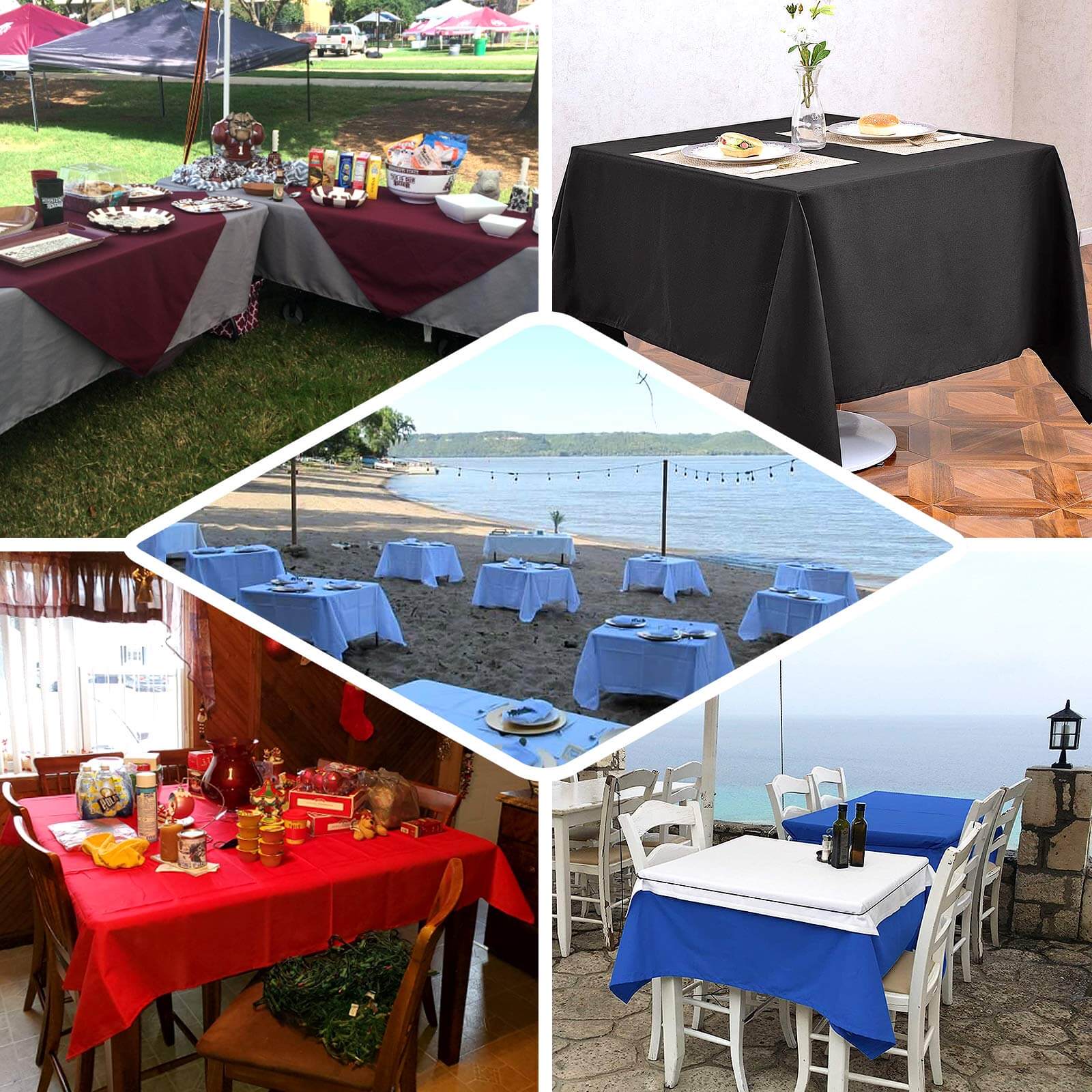 Hot Sale! Wrinkle-Resistant & Durable 70x70 Polyester Square Blush Tablecloth