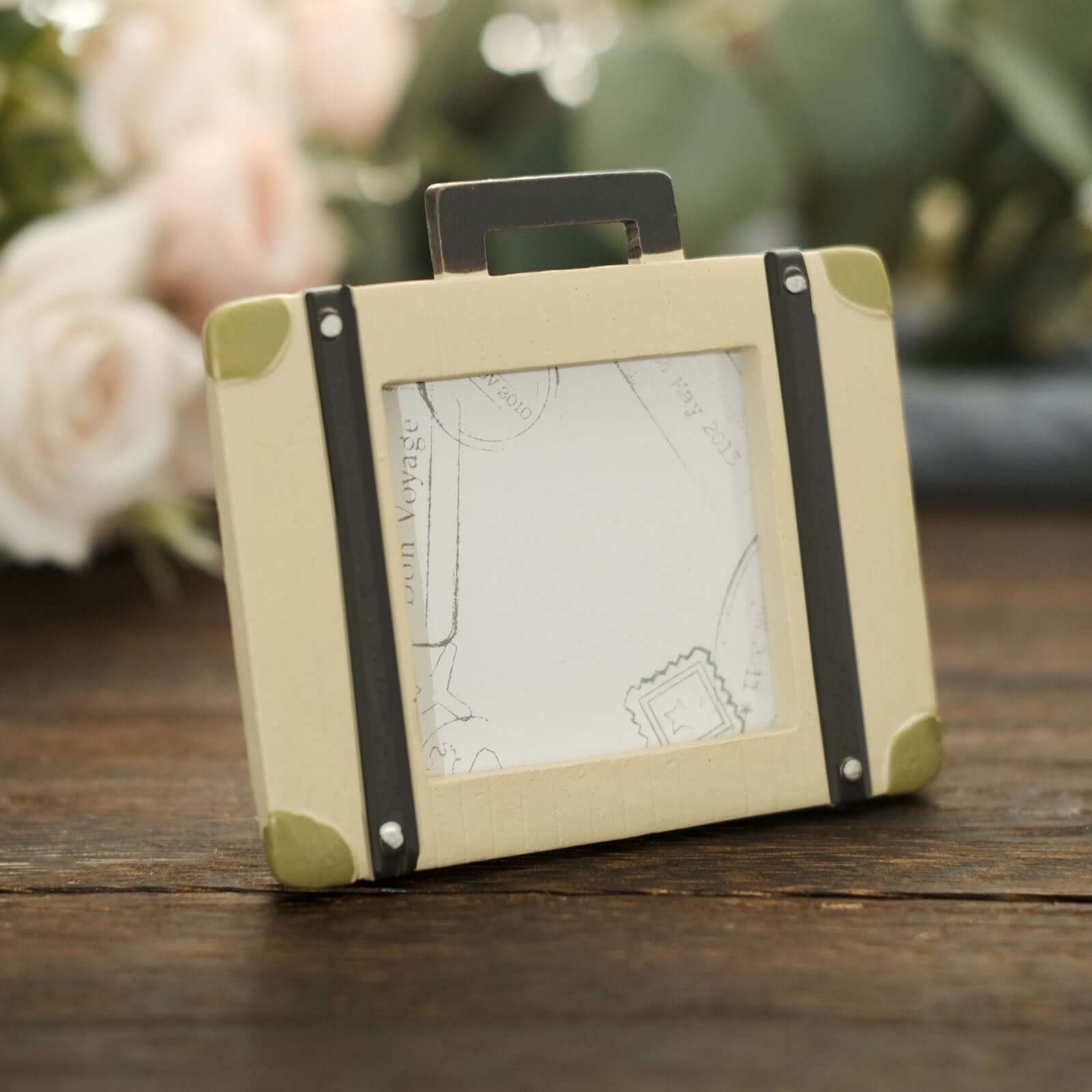 Hot Sale! 4-Pack Resin Mini Suitcase Picture Frames - Ideal Vintage Travel Wedding Place Card Holders & Party Favors