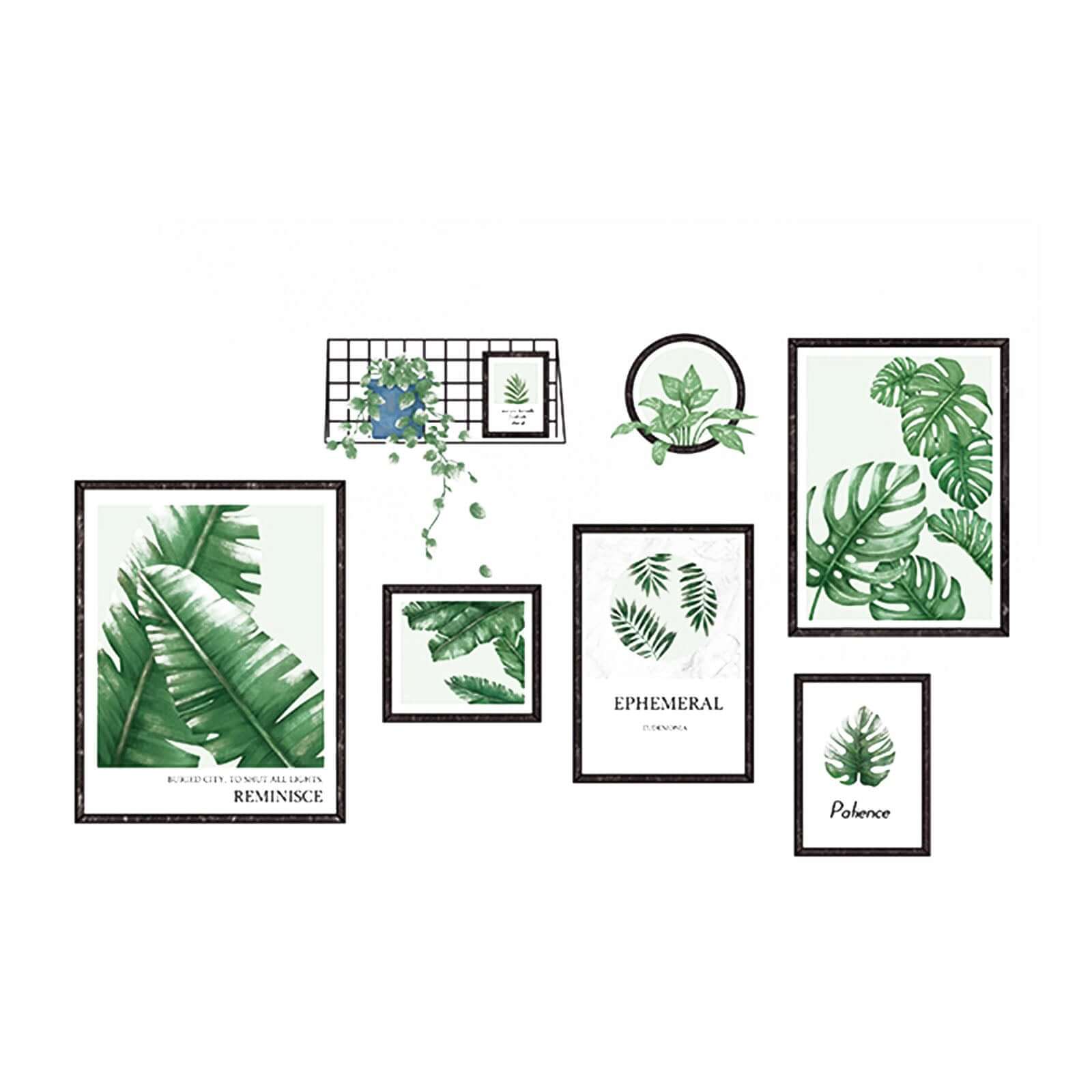 Hot Sale! Tropical Green Plant Leaves Flat Frame Wall Art Decor Stickers for Home