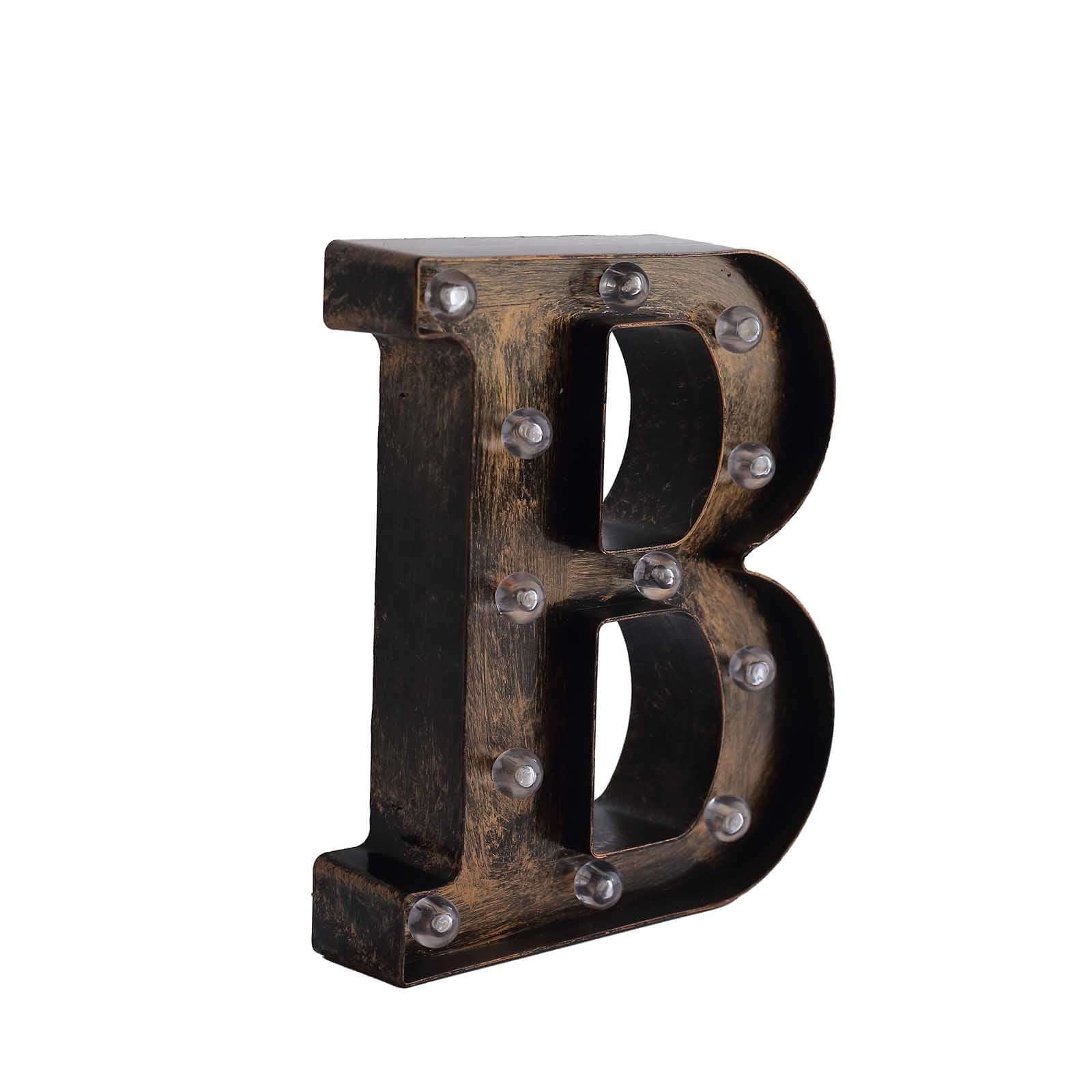 Industrial Style Antique Black LED Marquee Letter B - Light-Up Alphabet Sign for Weddings and Displays
