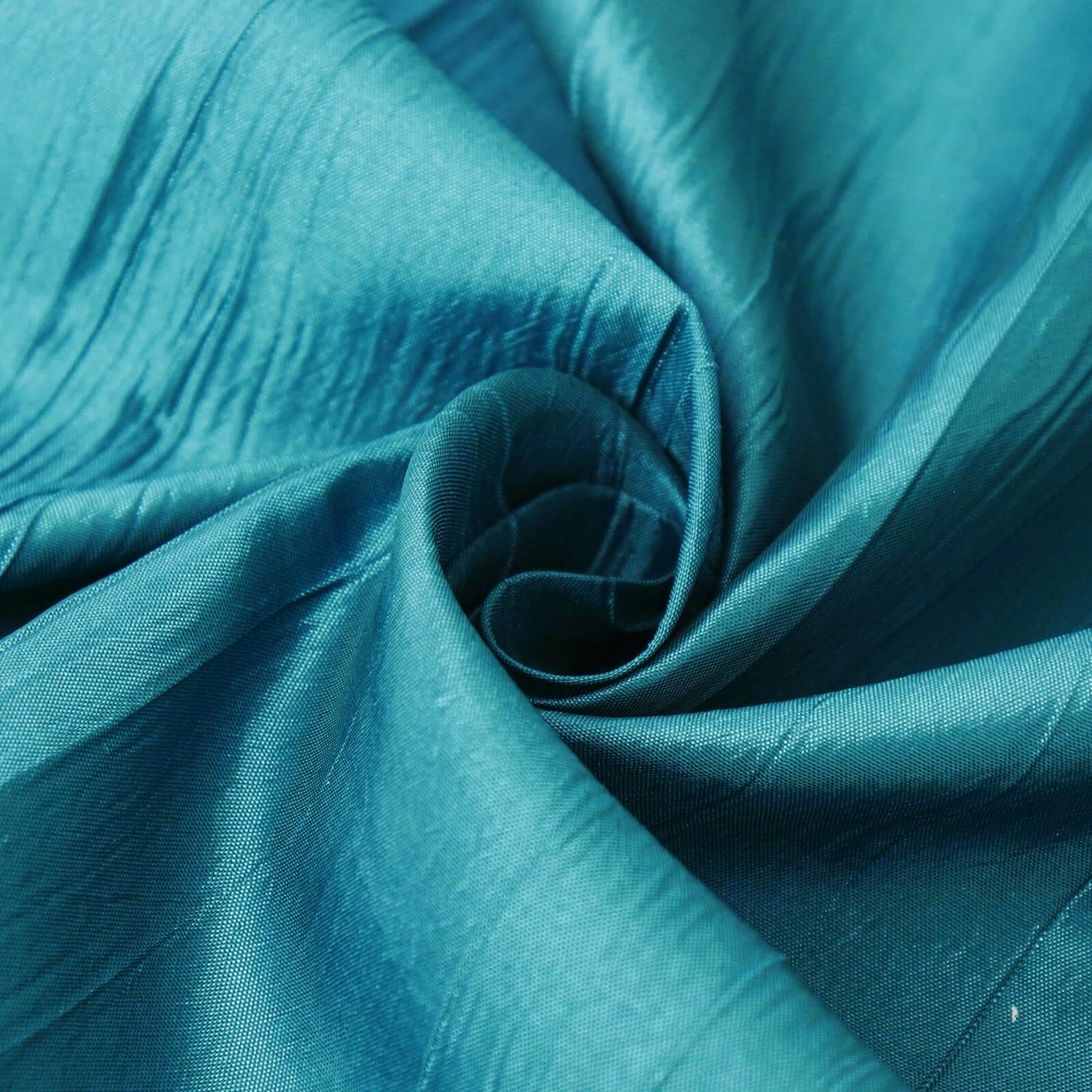 Exclusive Peacock Teal 90x90 Crinkle Taffeta Square Table Overlay