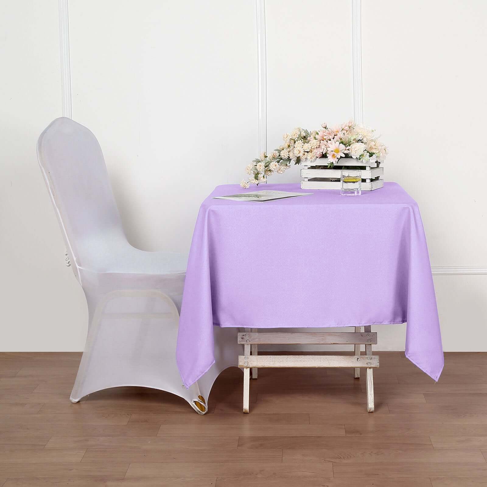 Wrinkle-Resistant & Durable 54x54 Polyester Square Tablecloth in Lavender Lilac