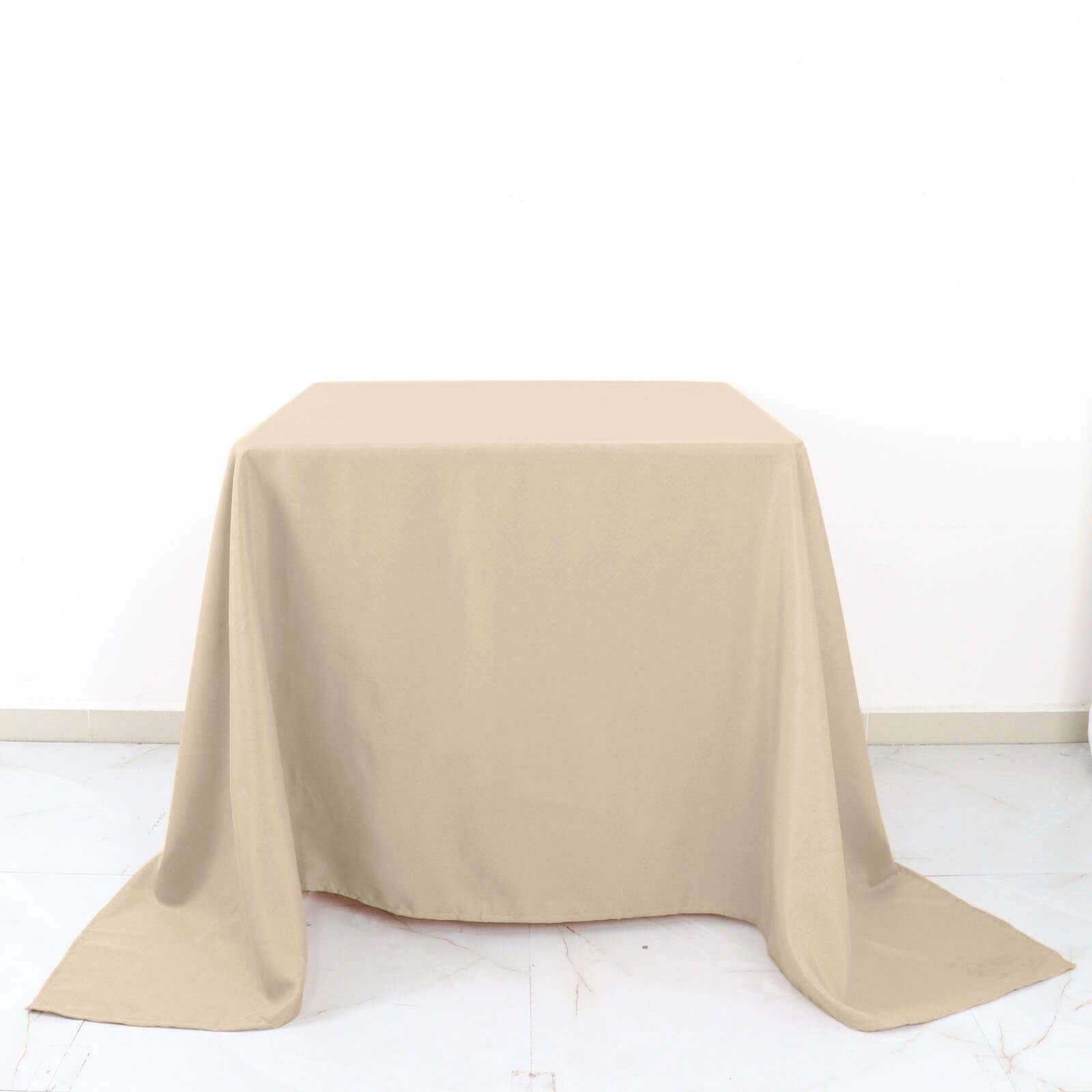Premium Nude Polyester 90x90 Square Wrinkle-Resistant Tablecloth