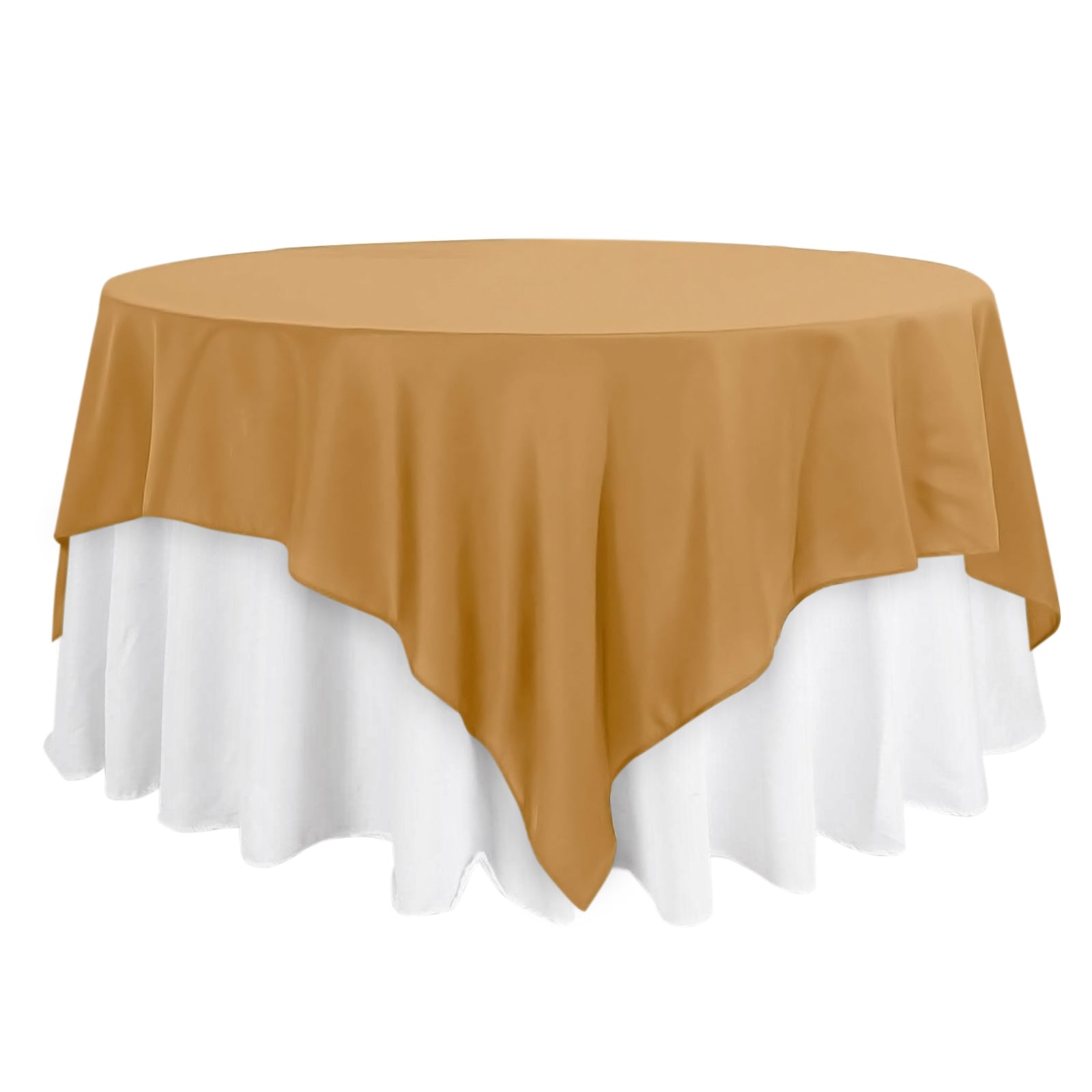 Gold 90x90 Square Polyester Table Overlay - Wrinkle-Resistant & Durable for Events