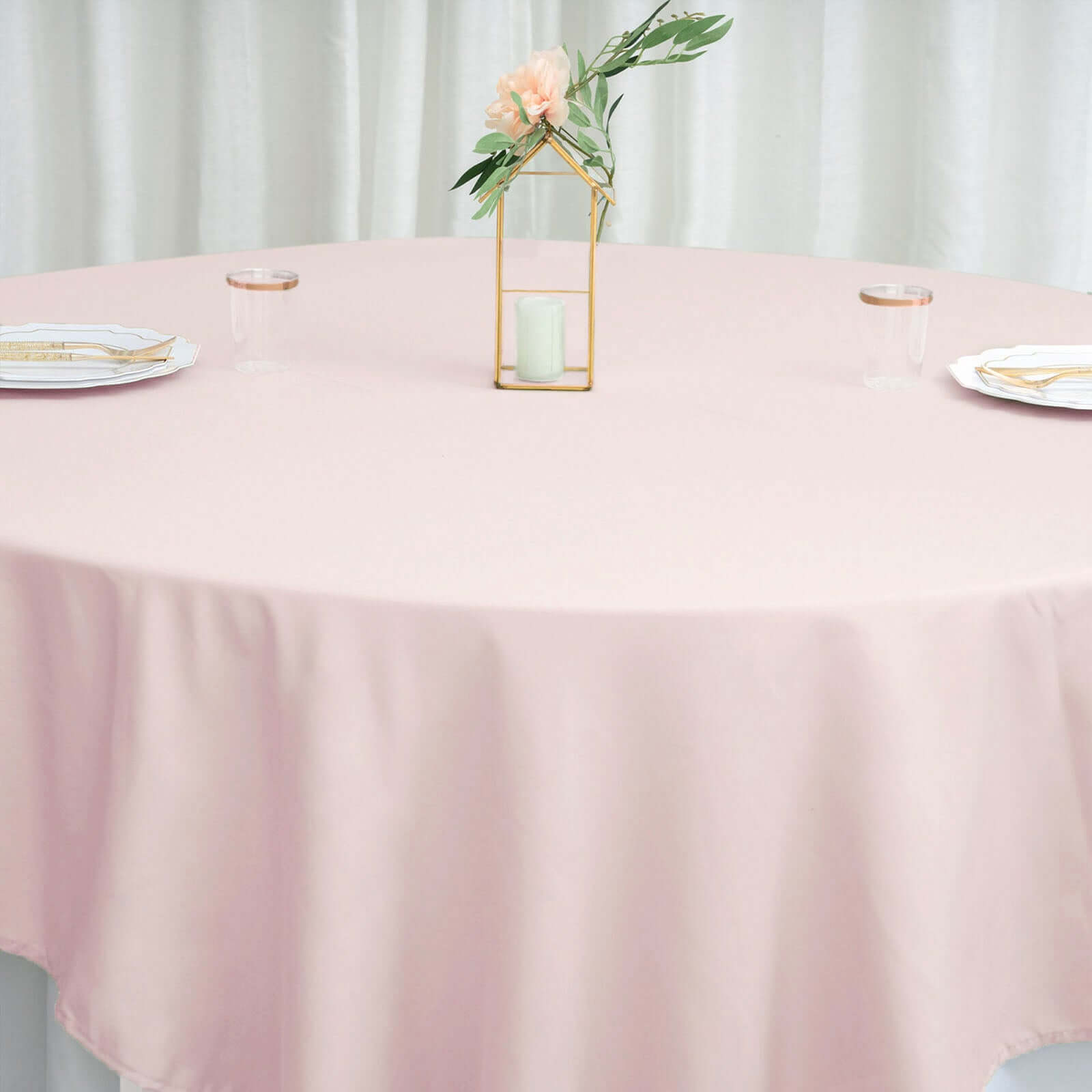 Blush 90x90 Wrinkle-Resistant & Durable Polyester Square Table Overlay