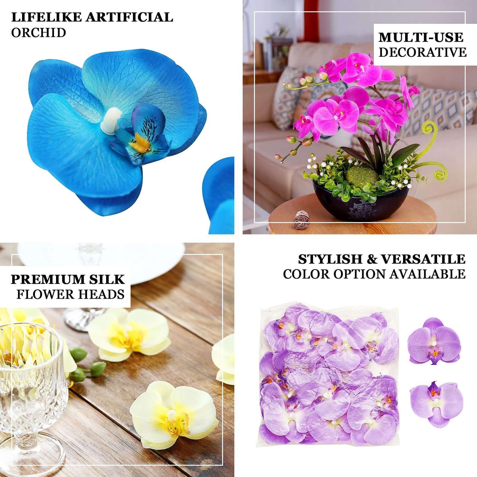 20pcs Silk Artificial Lavender Orchids Flower Heads - Ideal for DIY Floral Decorations