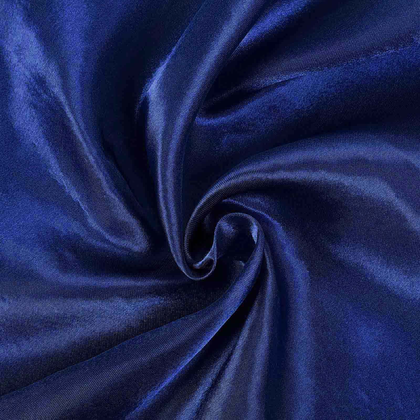 Navy Blue Seamless Satin Tablecloth 90x156 - Perfect for Events