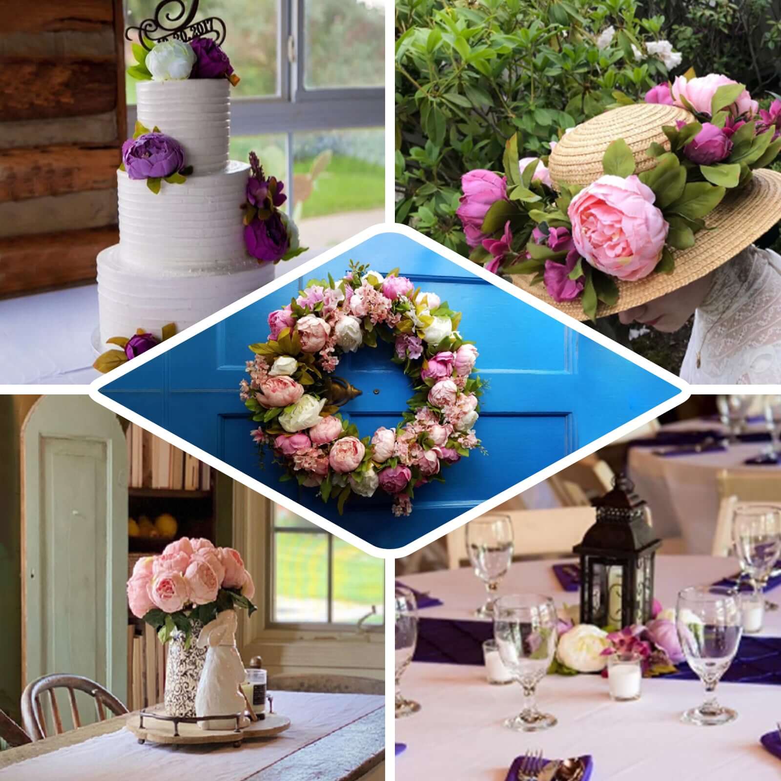 10-Piece Set of Pink Artificial Peony Flower Heads for DIY Events and Floral Crafts