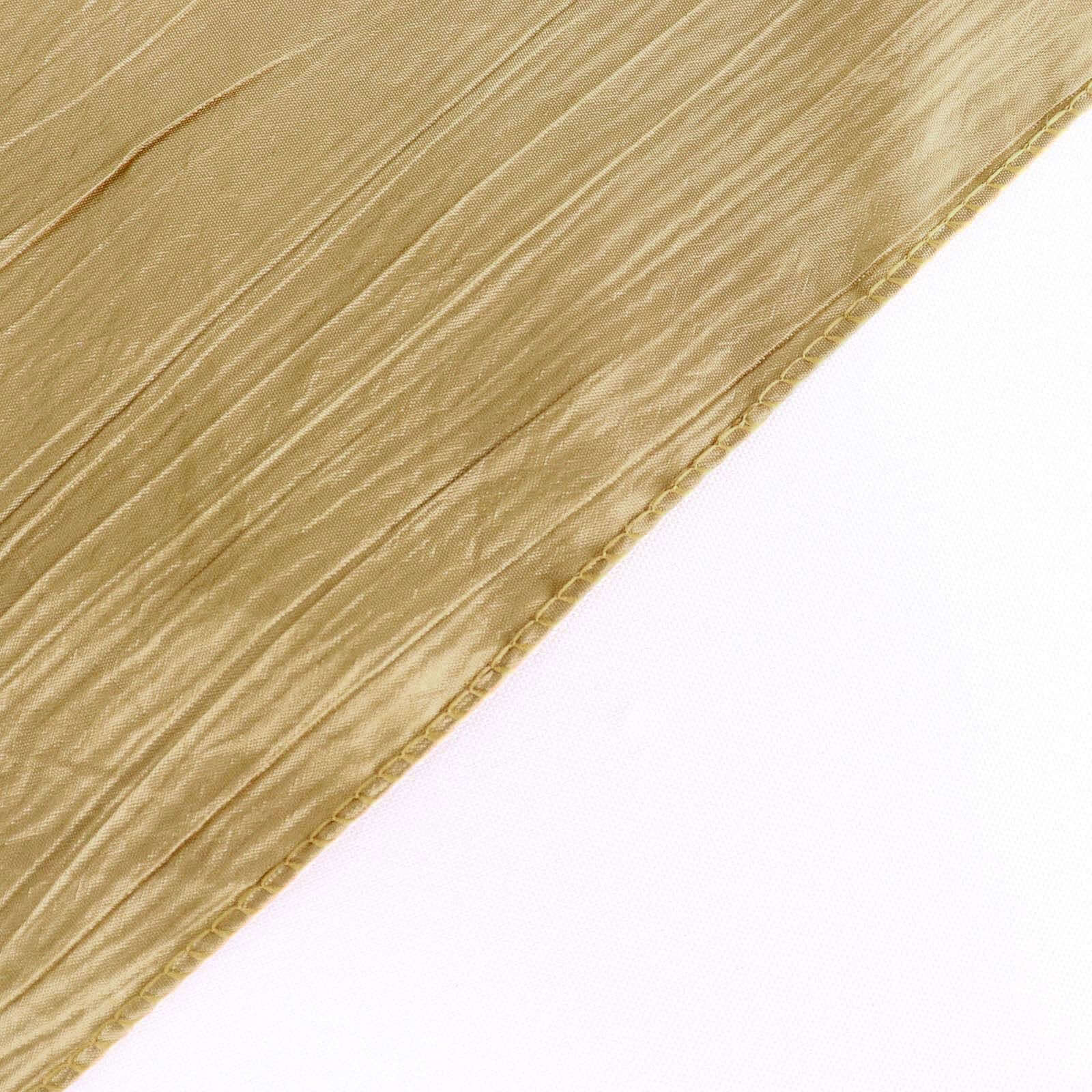Gold Accordion Crinkle Design 72x72 Square Taffeta Table Overlay for Stylish Events