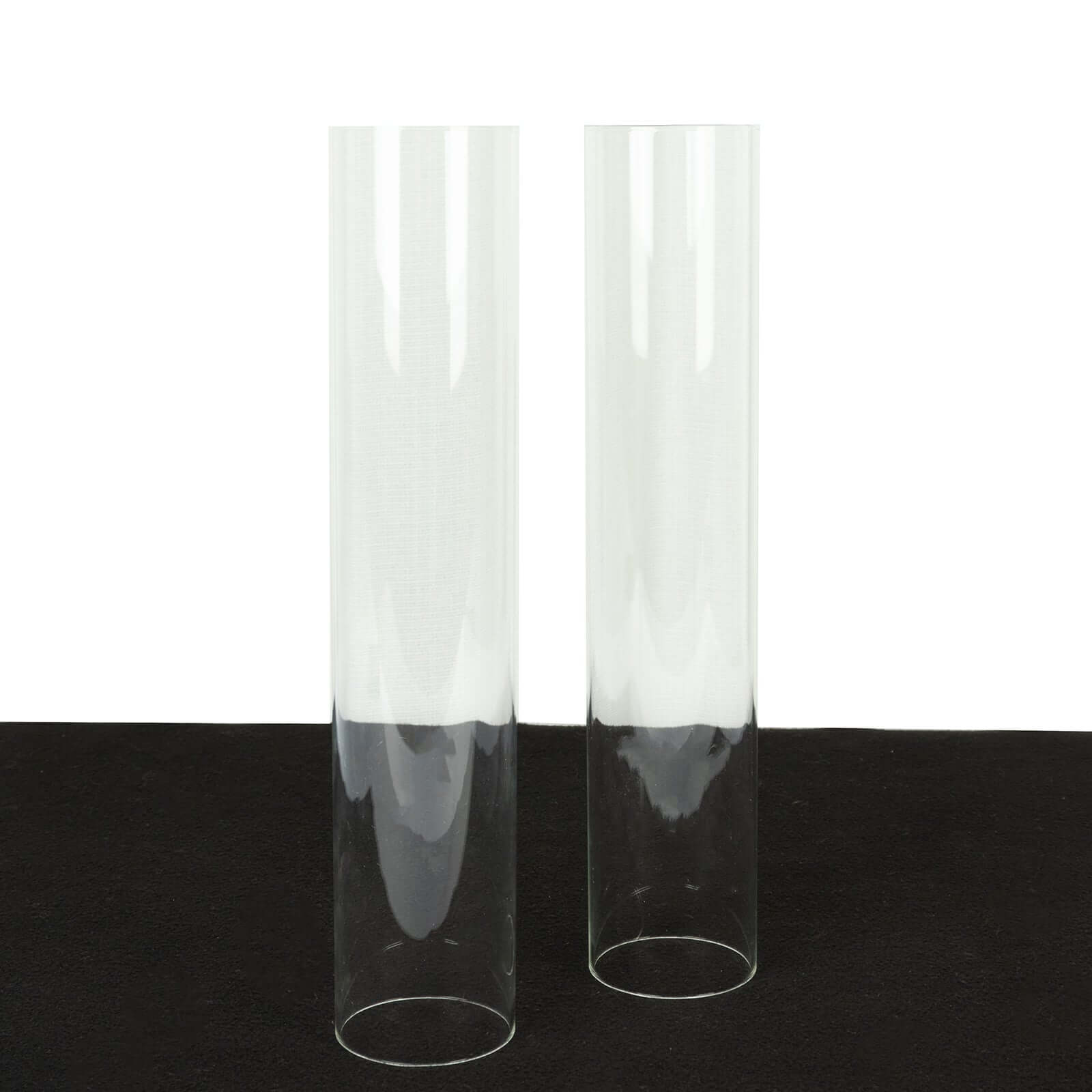 Hot Deal! 2-Pack Clear Glass Pillar Hurricane Candle Shades, 12" Tall with 2.25" Open Ends