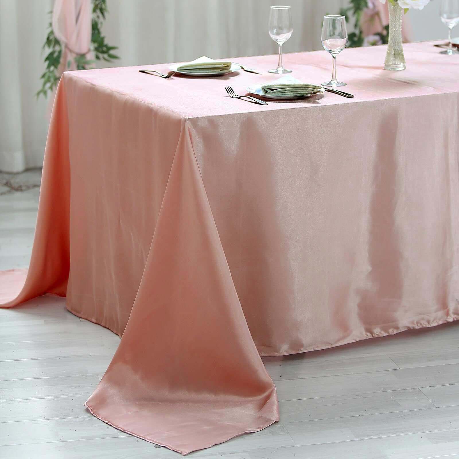 Dusty Rose Satin Rectangular 60x102 Tablecloth - Smooth & Lustrous Cover