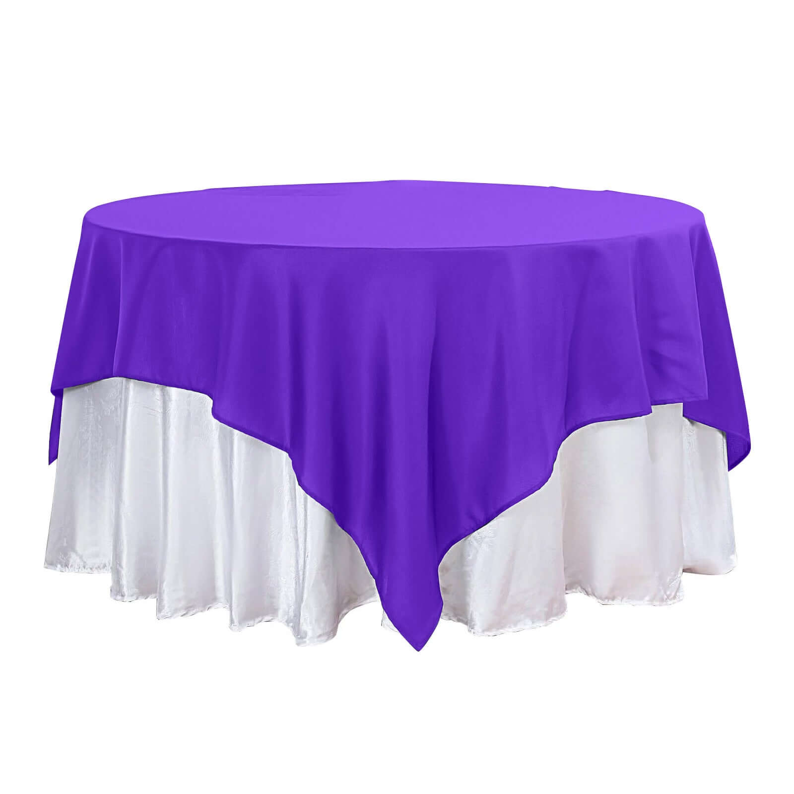 Wrinkle-Resistant & Durable Purple 90x90 Polyester Square Table Overlay