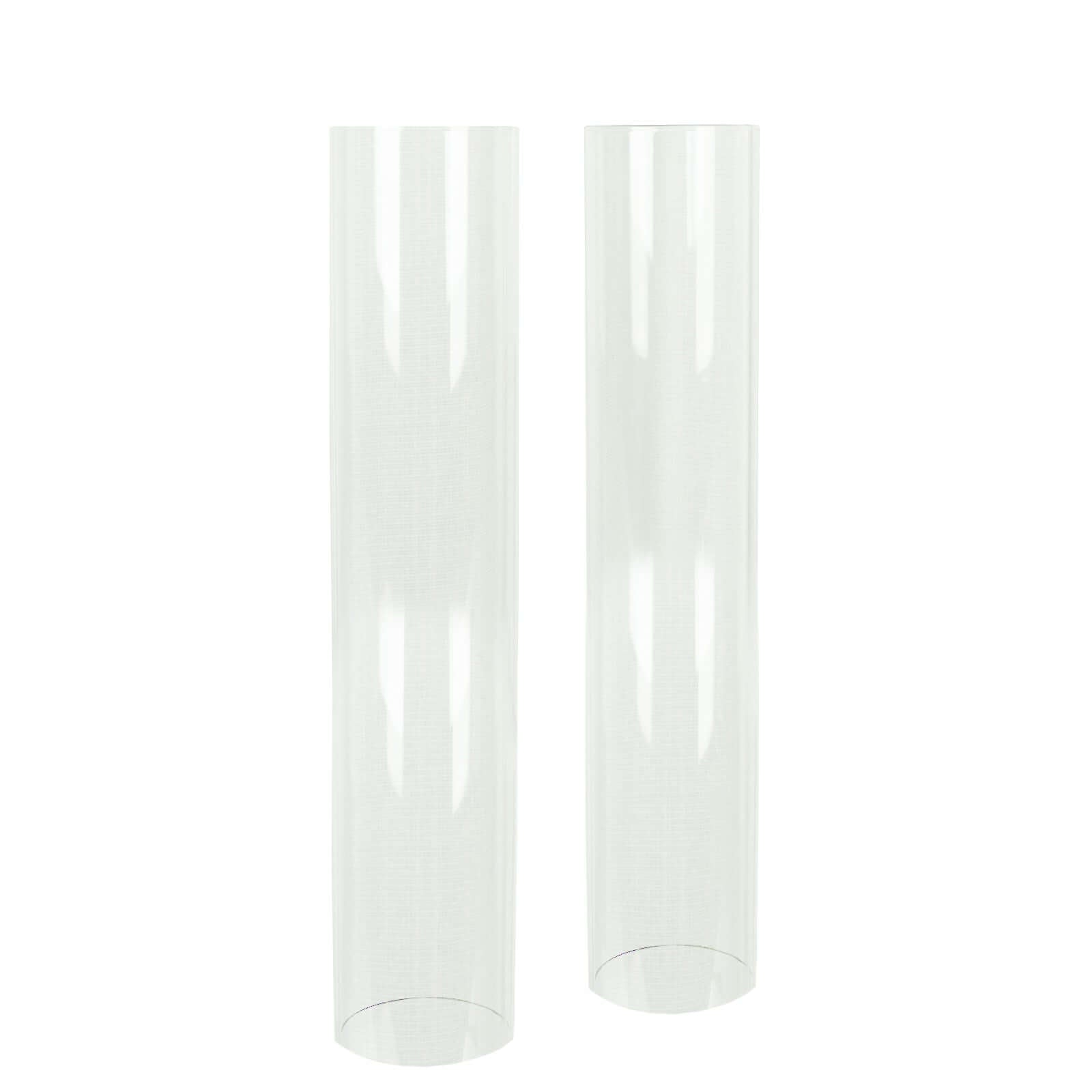 Hot Deal! 2-Pack Clear Glass Pillar Hurricane Candle Shades, 12" Tall with 2.25" Open Ends