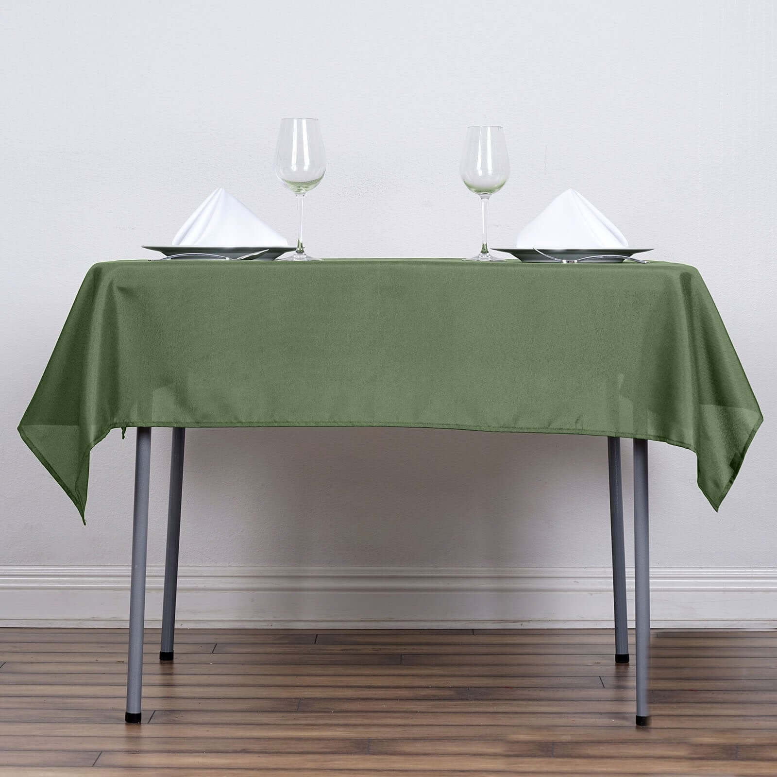 Wrinkle-Resistant & Durable Olive Green 54x54 Polyester Square Tablecloth