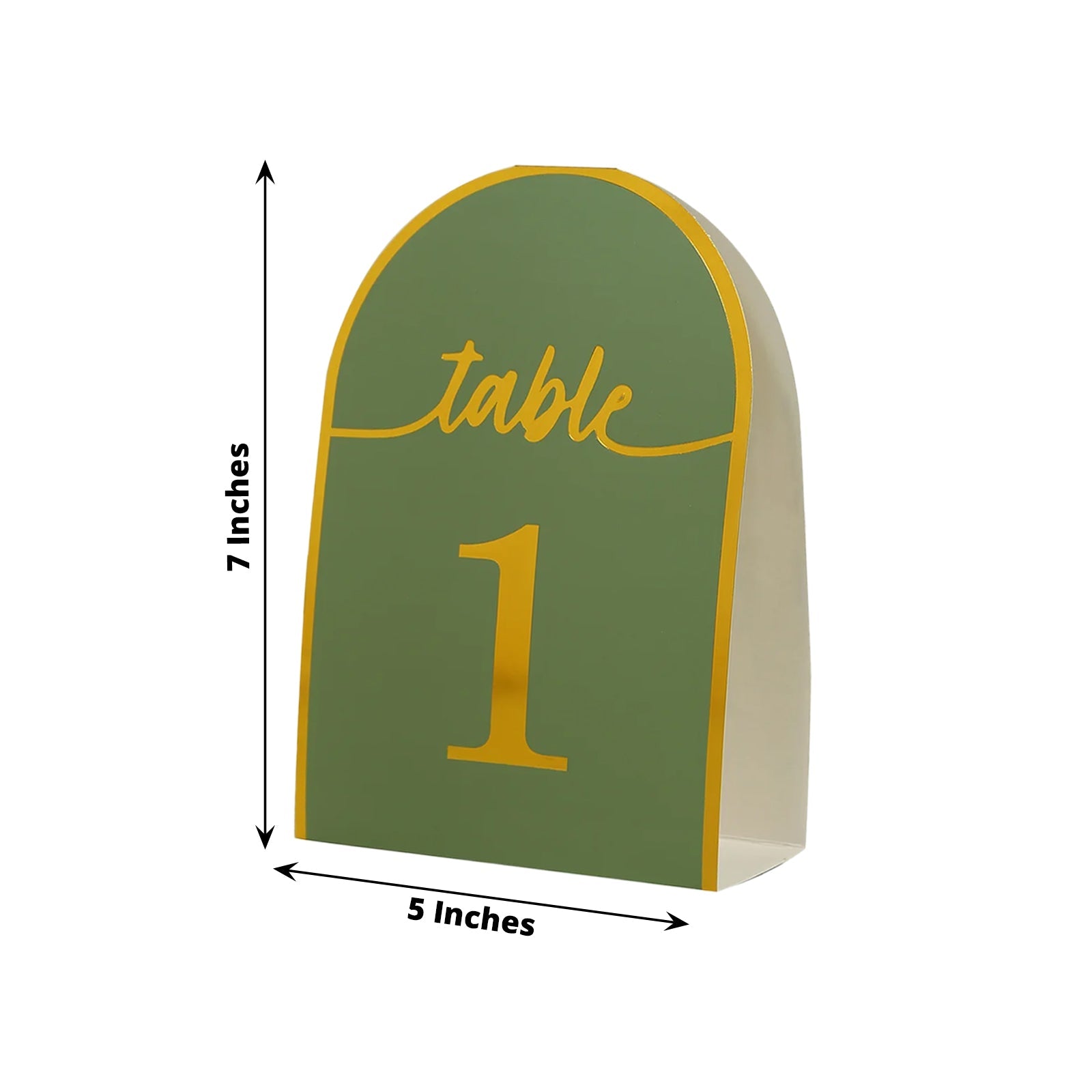 Hot Deal! 25-Pack Sage Green Disposable Double-Sided Table Numbers with Gold Foil 1-25