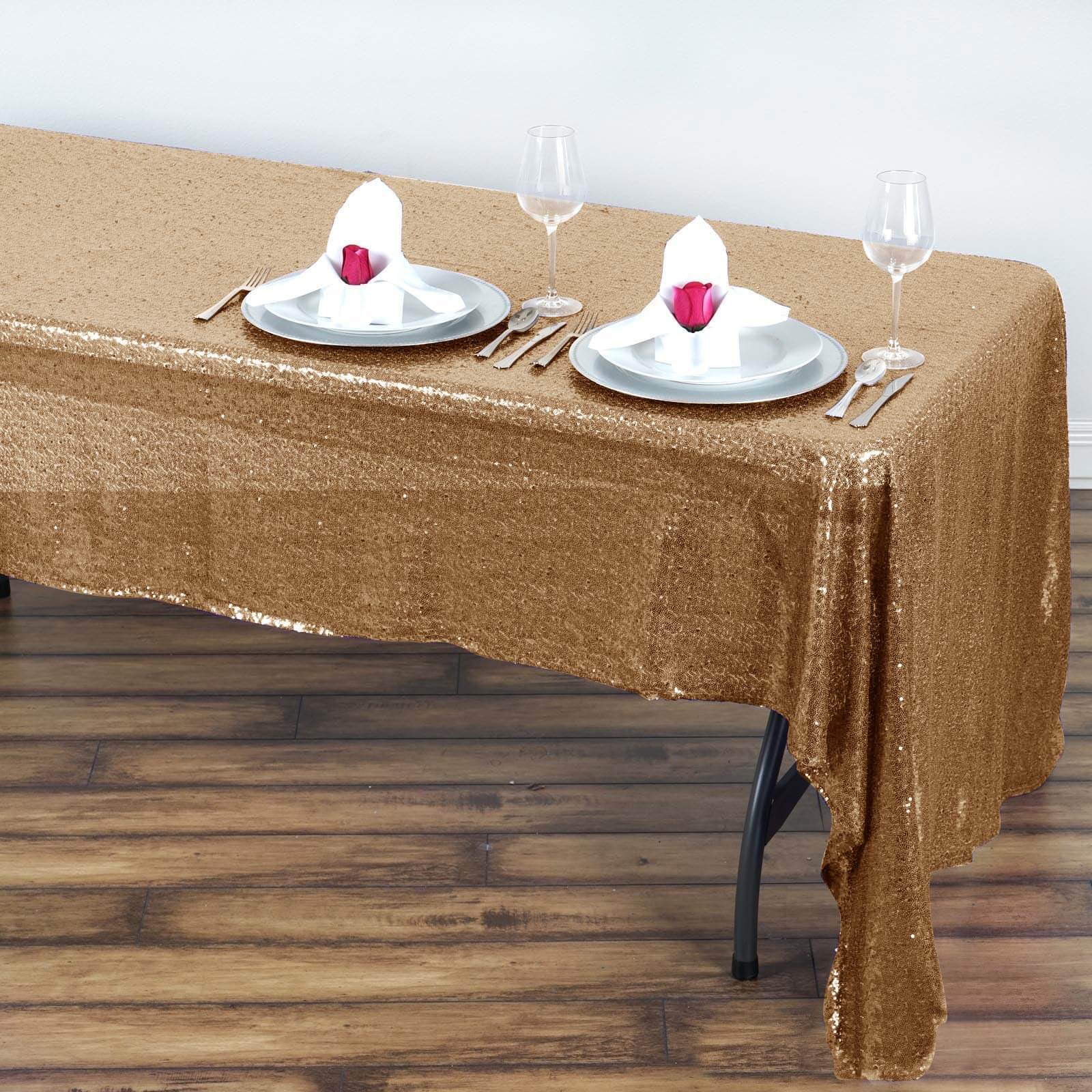 Gold Sequin Rectangle Tablecloth (60x126) - Sparkling for Festive Celebrations