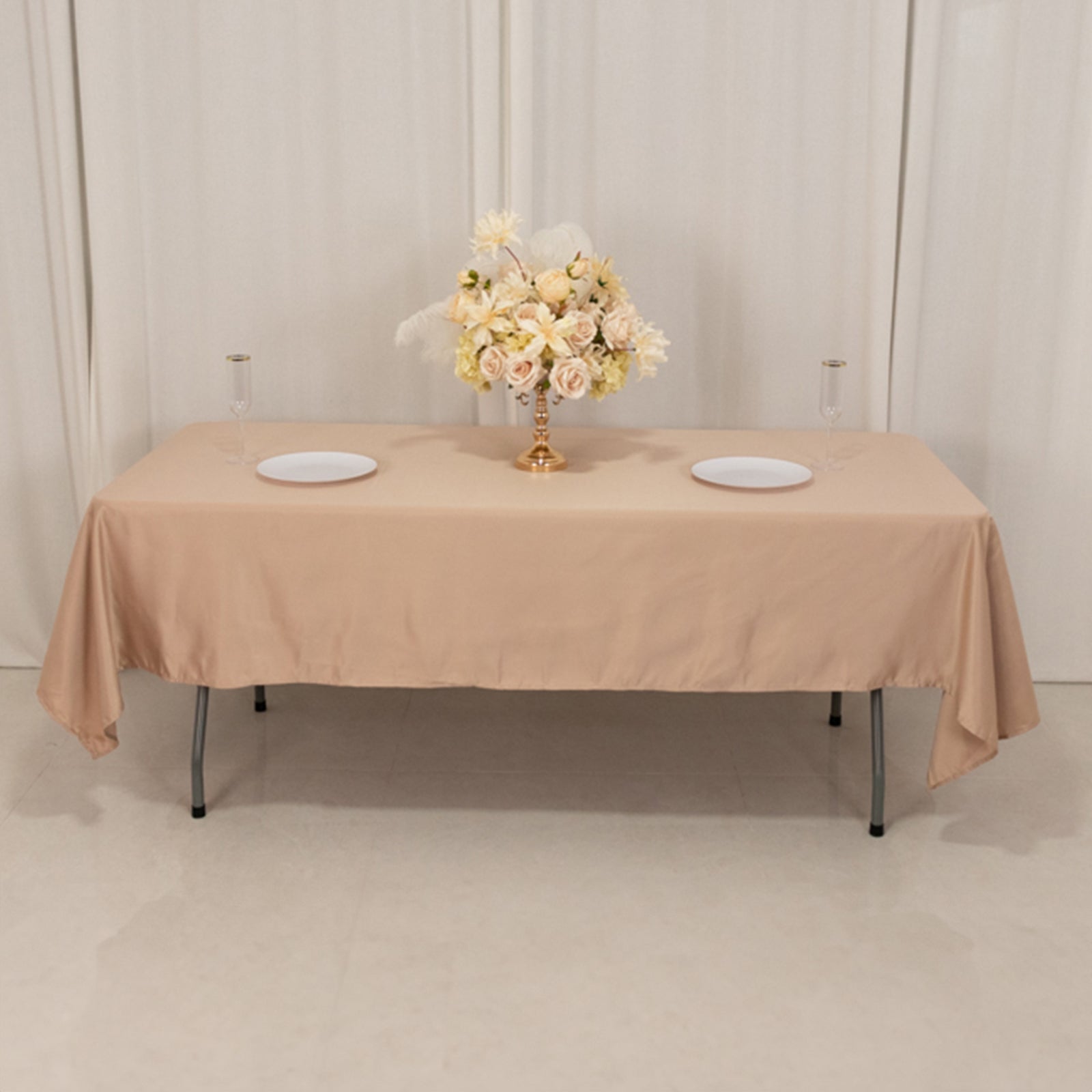 Nude Lamour Satin Rectangle Tablecloth (60x102) - Durable & Silky Soft