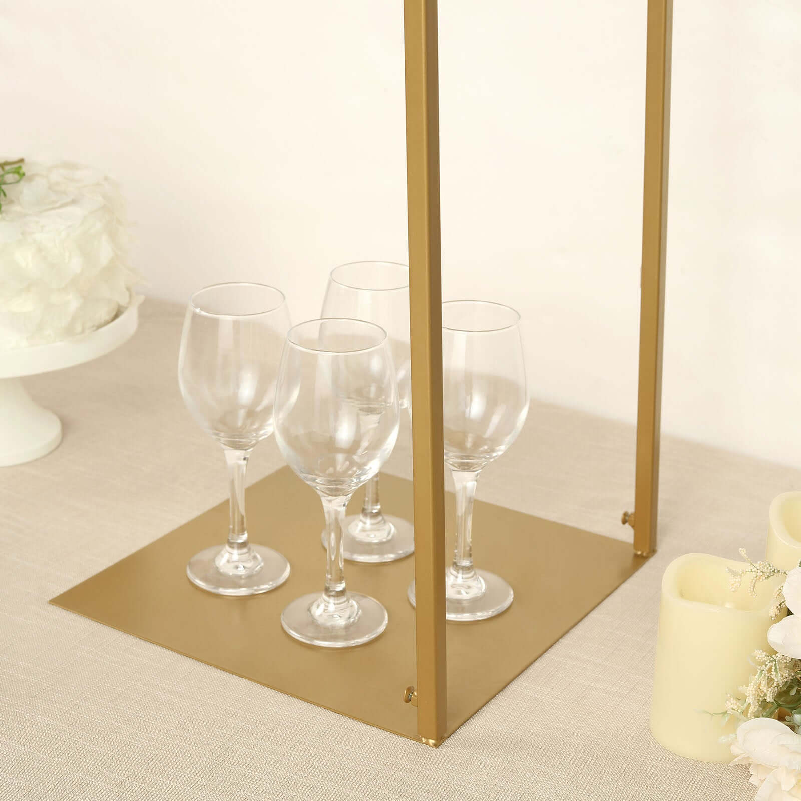48-Inch Tall Gold Adjustable Metal Over-The-Table Flower Arch for Wedding Display