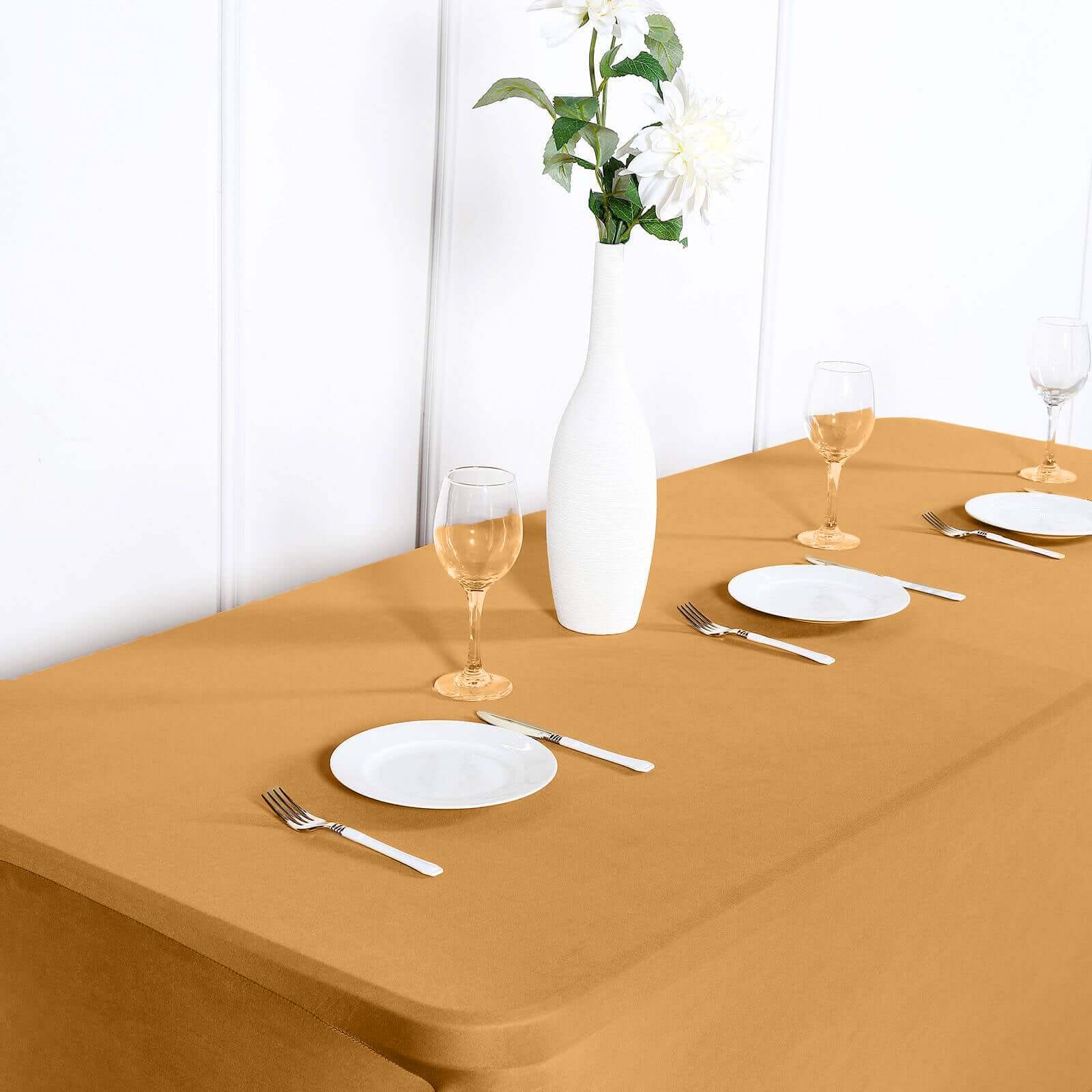 Premium Gold Stretch Spandex Table Cover (96x30 inches) - Ideal for Events & Presentations