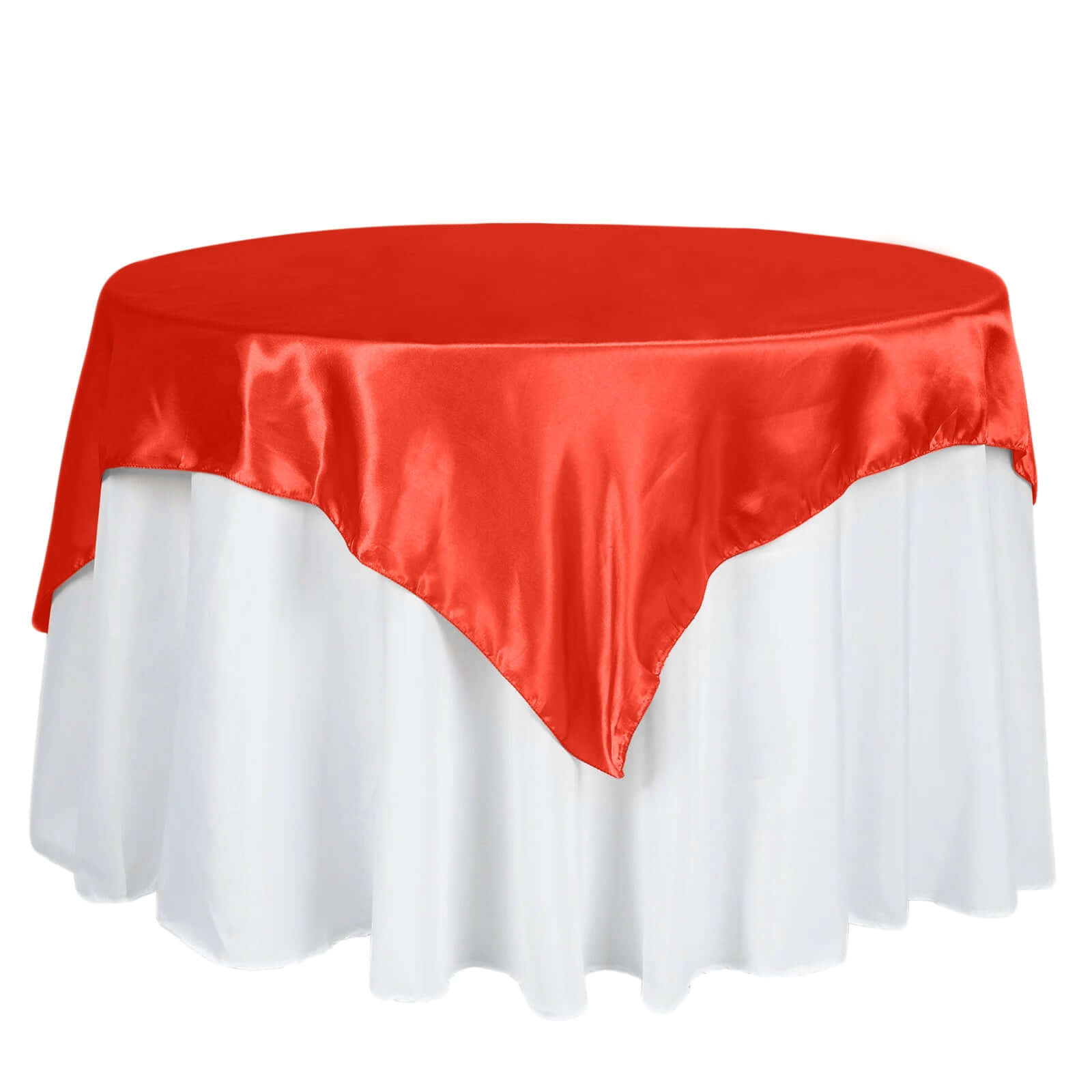 Satin 60x60 Table Overlay Square Tablecloth Red - Smooth Silky Touch Table Cover