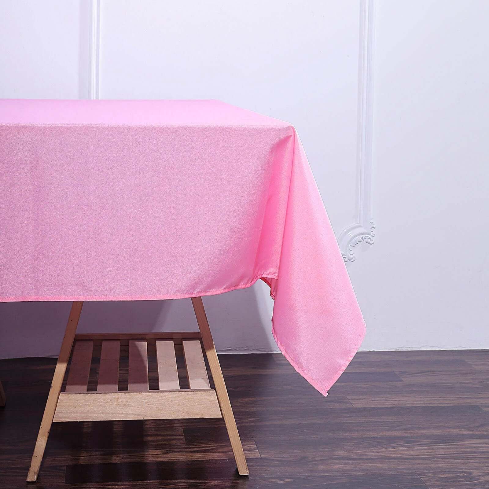 Pink 70x70 Polyester Square Table Overlay - Wrinkle-Resistant & Durable