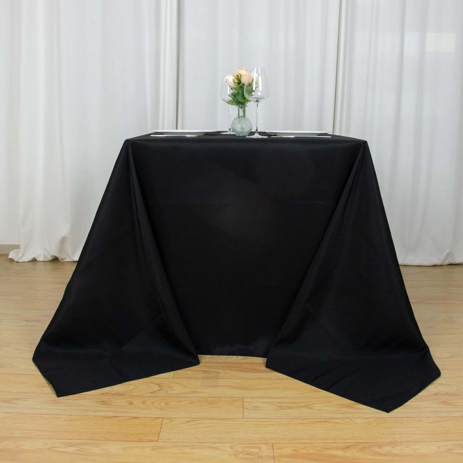Hot Deal! 90x90 Black 220GSM Wrinkle-Resistant Premium Polyester Square Tablecloth