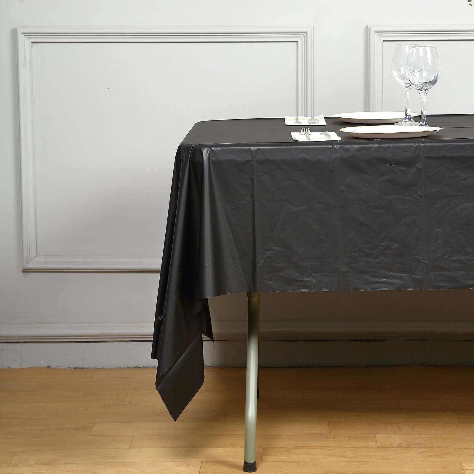 Hot Deal! 5-Pack Black PVC Disposable Rectangle Table Covers 54x108