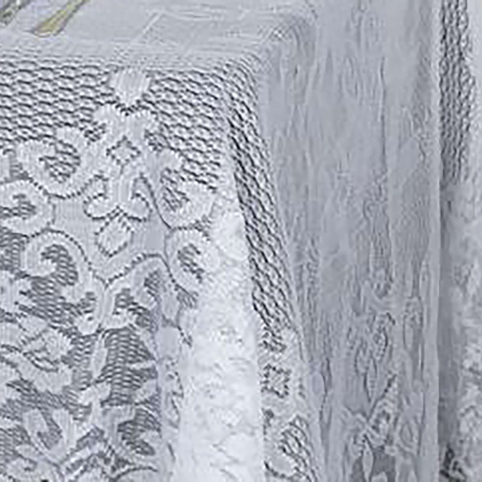 Premium White 60x126 Rectangular Lace Tablecloth for Elegant Occasions
