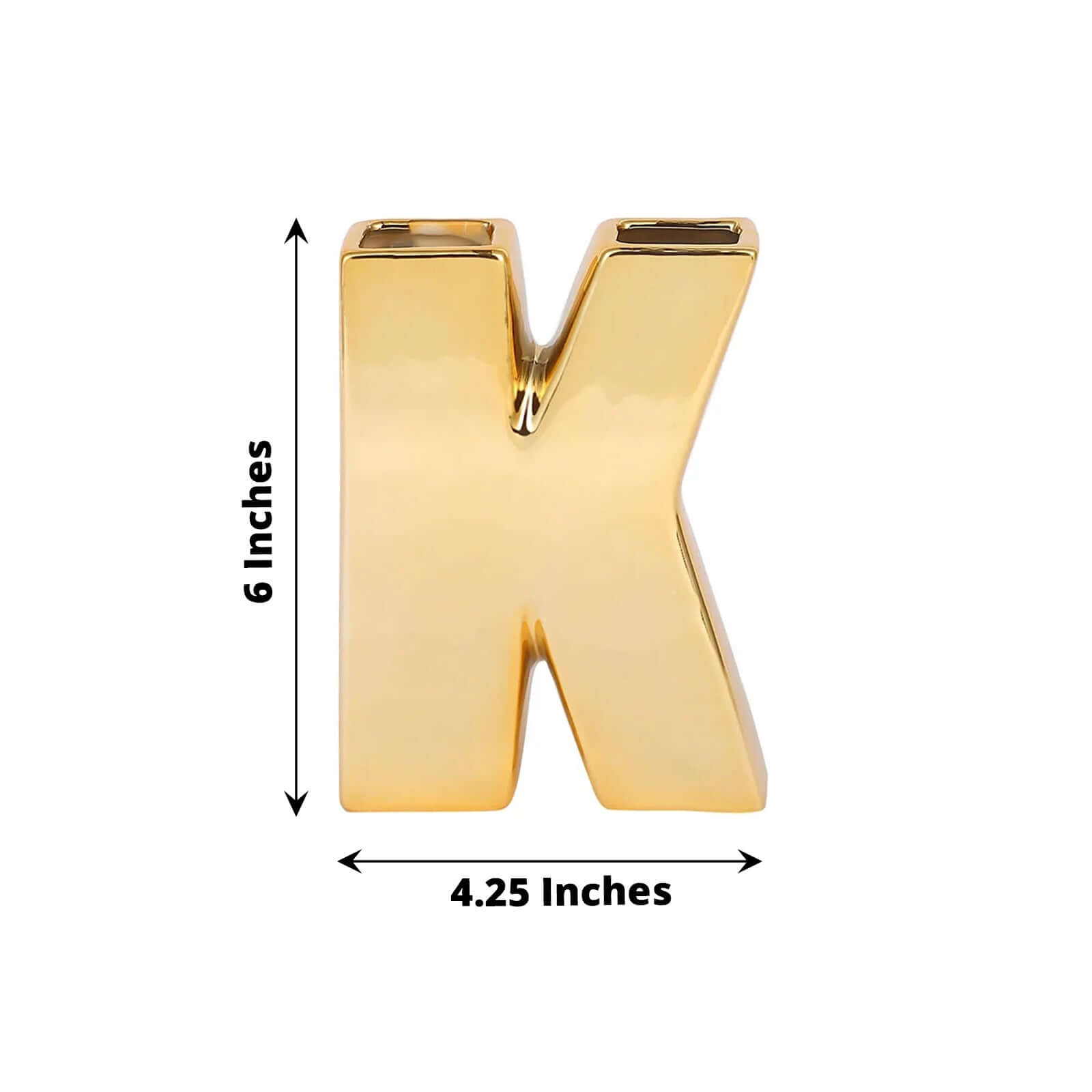 Elegant Gold-Plated Ceramic Letter K Vase - Ideal Planter for Events and Decor