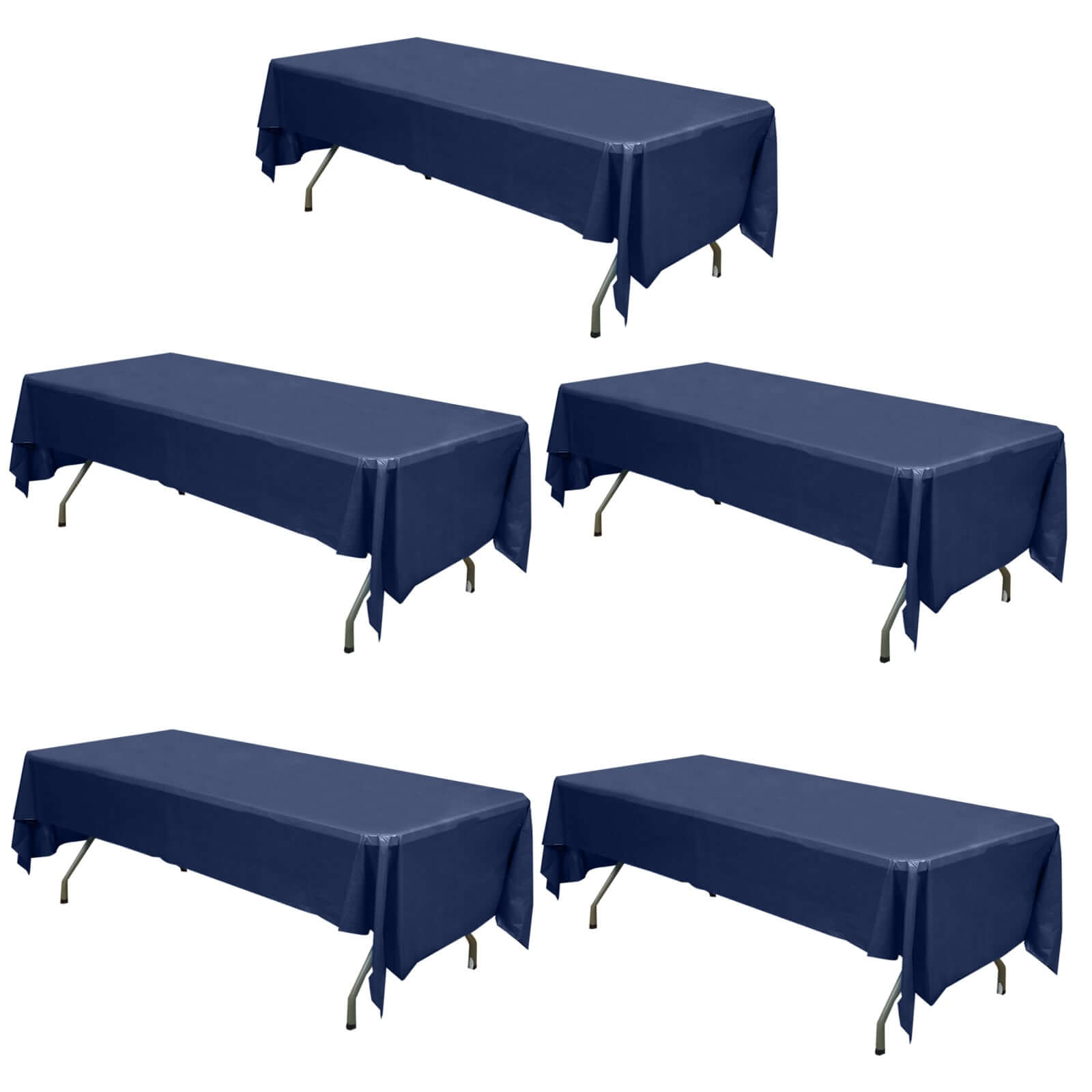 Navy Blue 5-Pack Rectangle Plastic Disposable Table Covers 54x108 - Durable for Gatherings