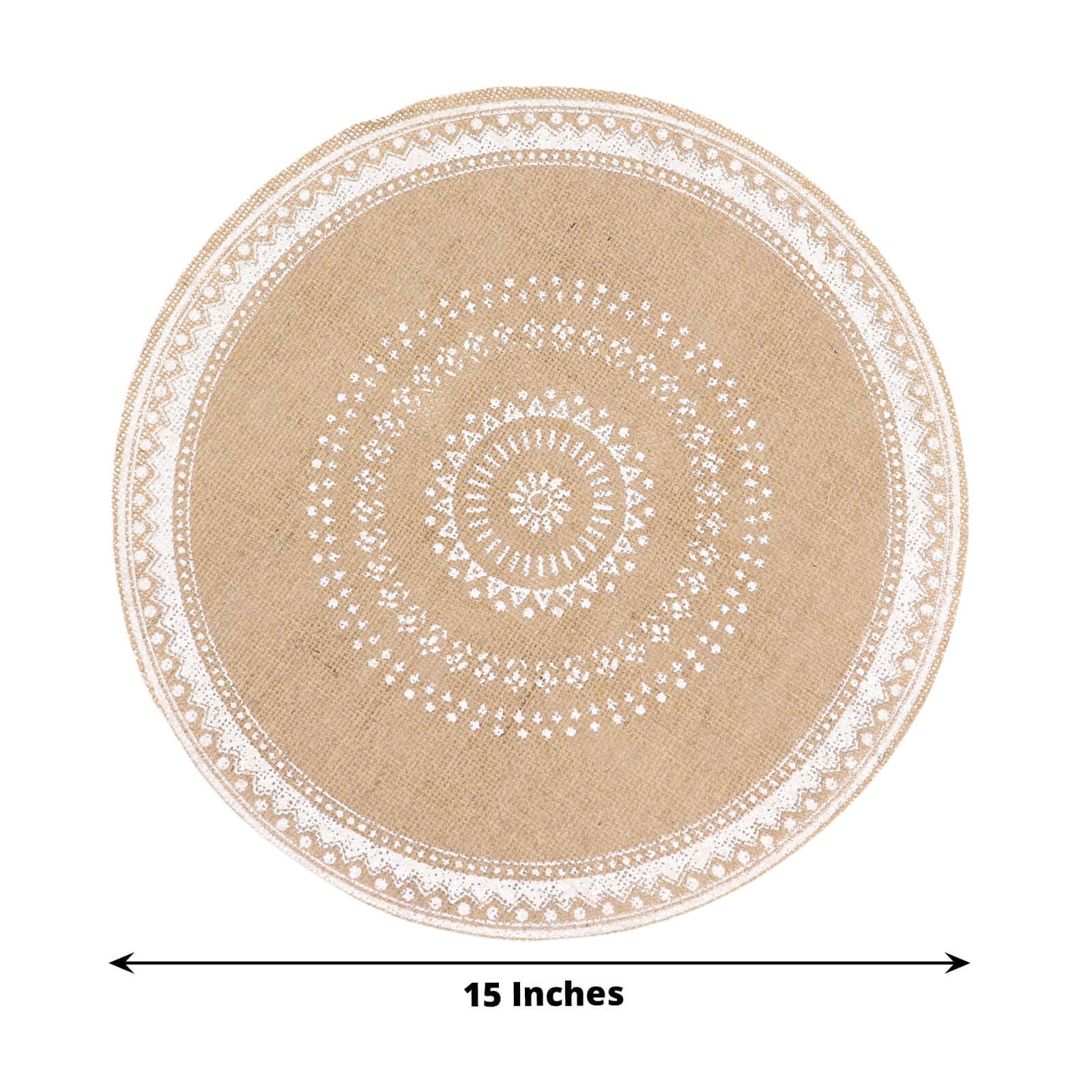 4-Pack Round Braided Placemats in Natural Jute and White - Ideal Rustic Table Mats 15 Inches