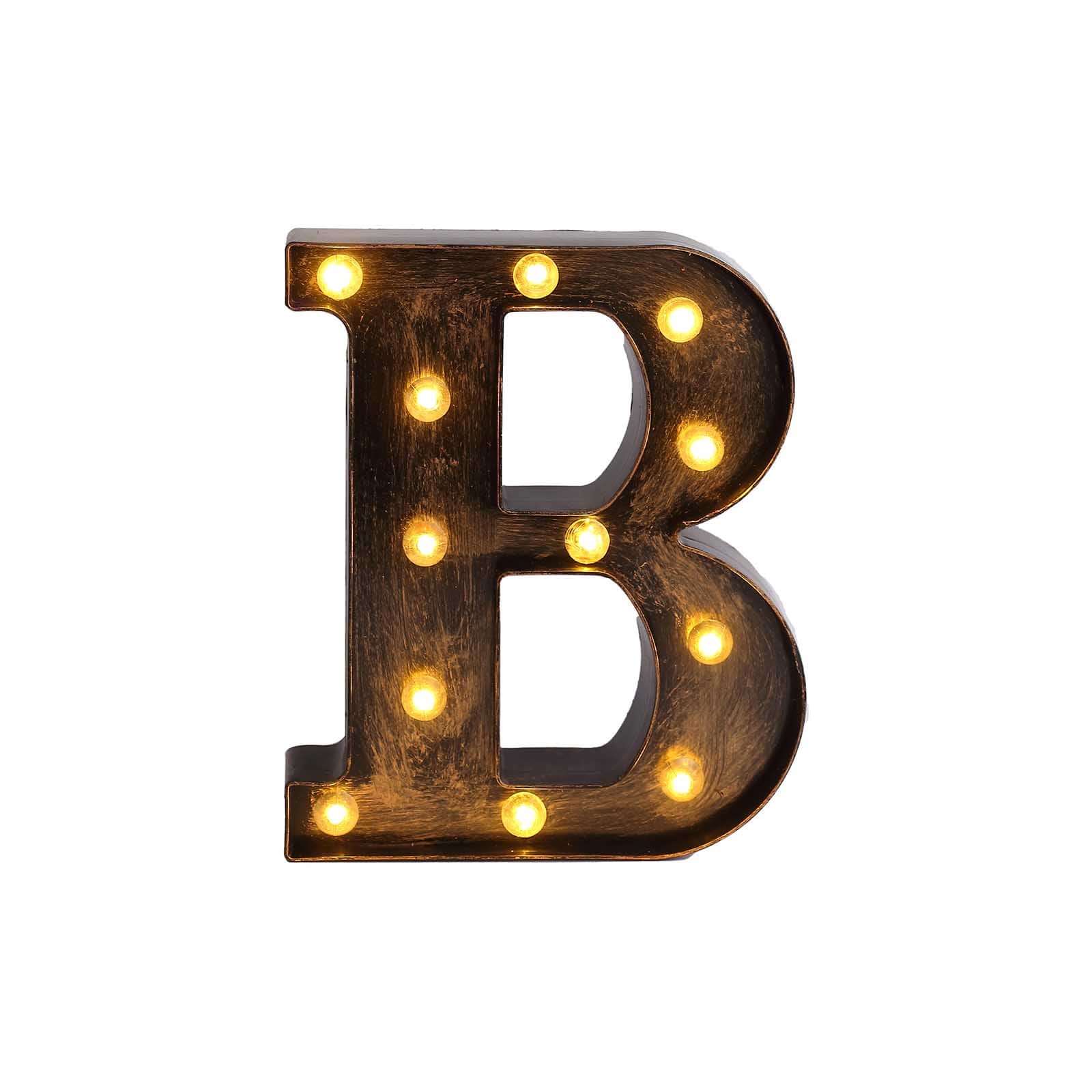 Industrial Style Antique Black LED Marquee Letter B - Light-Up Alphabet Sign for Weddings and Displays