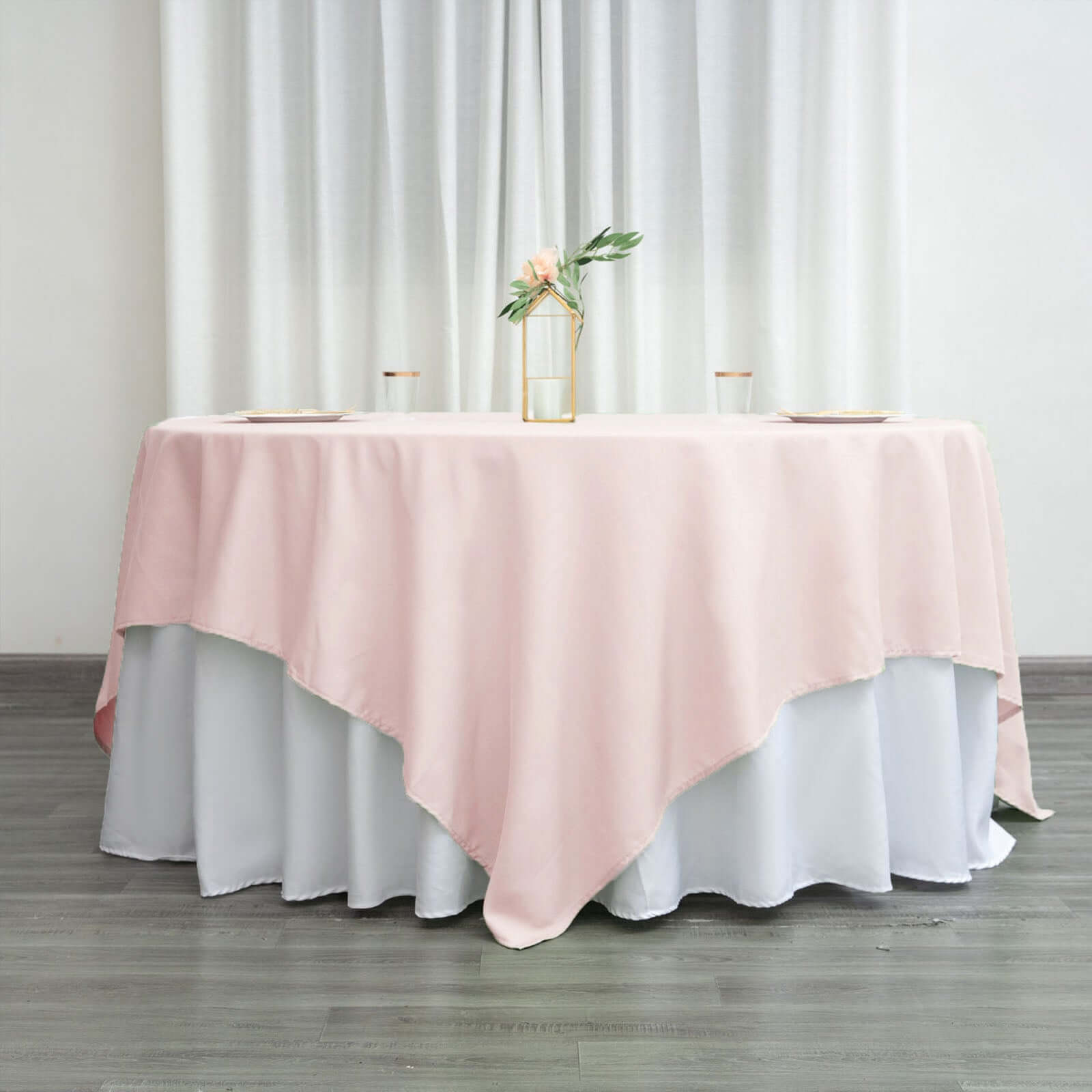 Blush 90x90 Wrinkle-Resistant & Durable Polyester Square Table Overlay