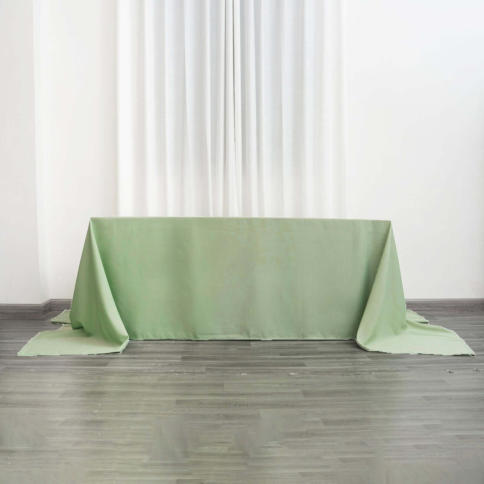 Seamless Wrinkle-Resistant Polyester Rectangle Tablecloth in Sage Green, 90x156 - Ideal for Events